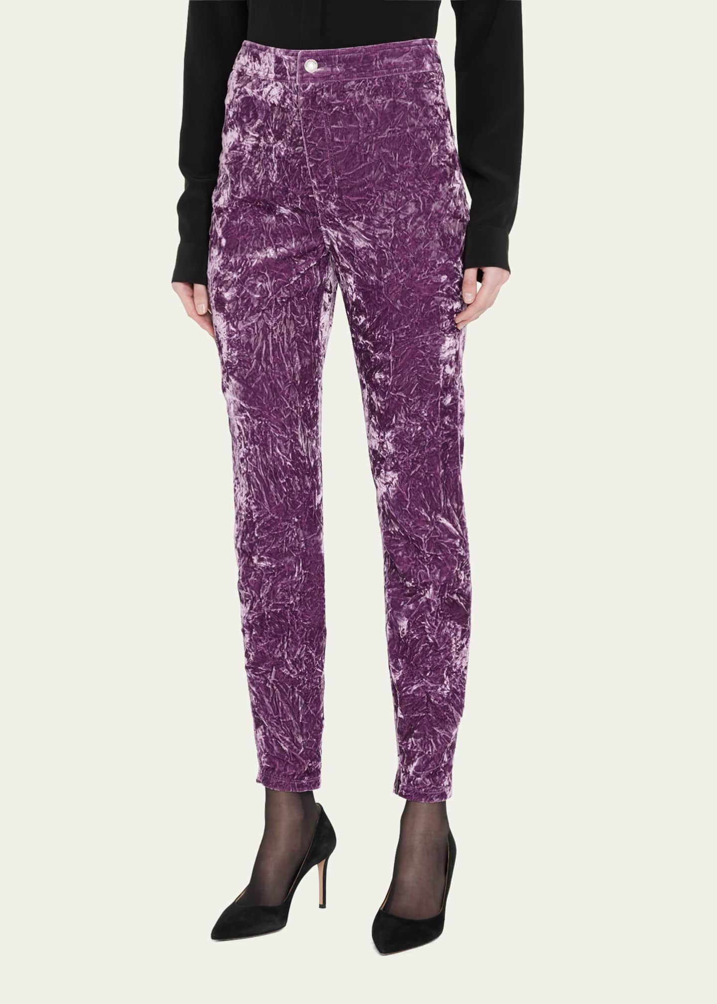 Skinny Fit Crushed Velvet Pants