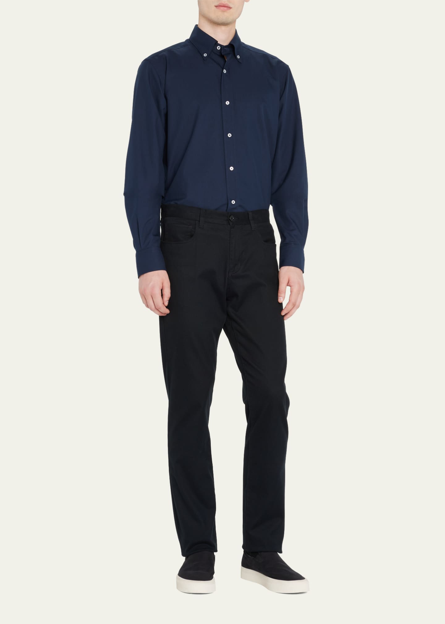 Bergdorf Goodman Men's Sea Island Solid Sport Shirt Image 2 of 5