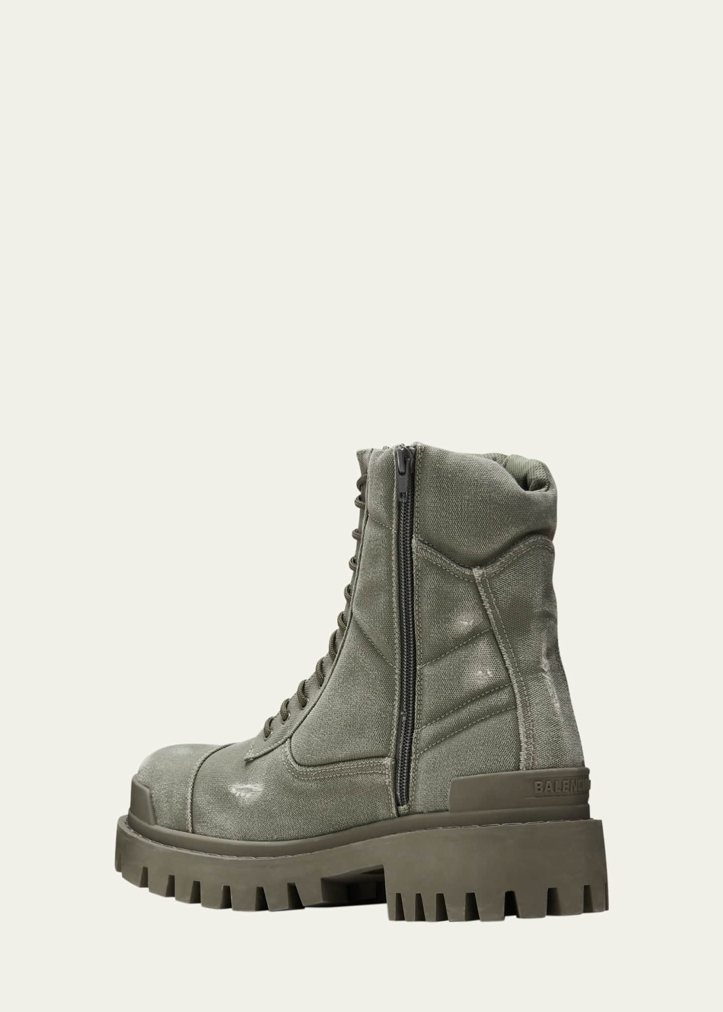 Balenciaga Men's Strike Bootie Lace-Up Canvas Ankle Boots Image 4 of 5