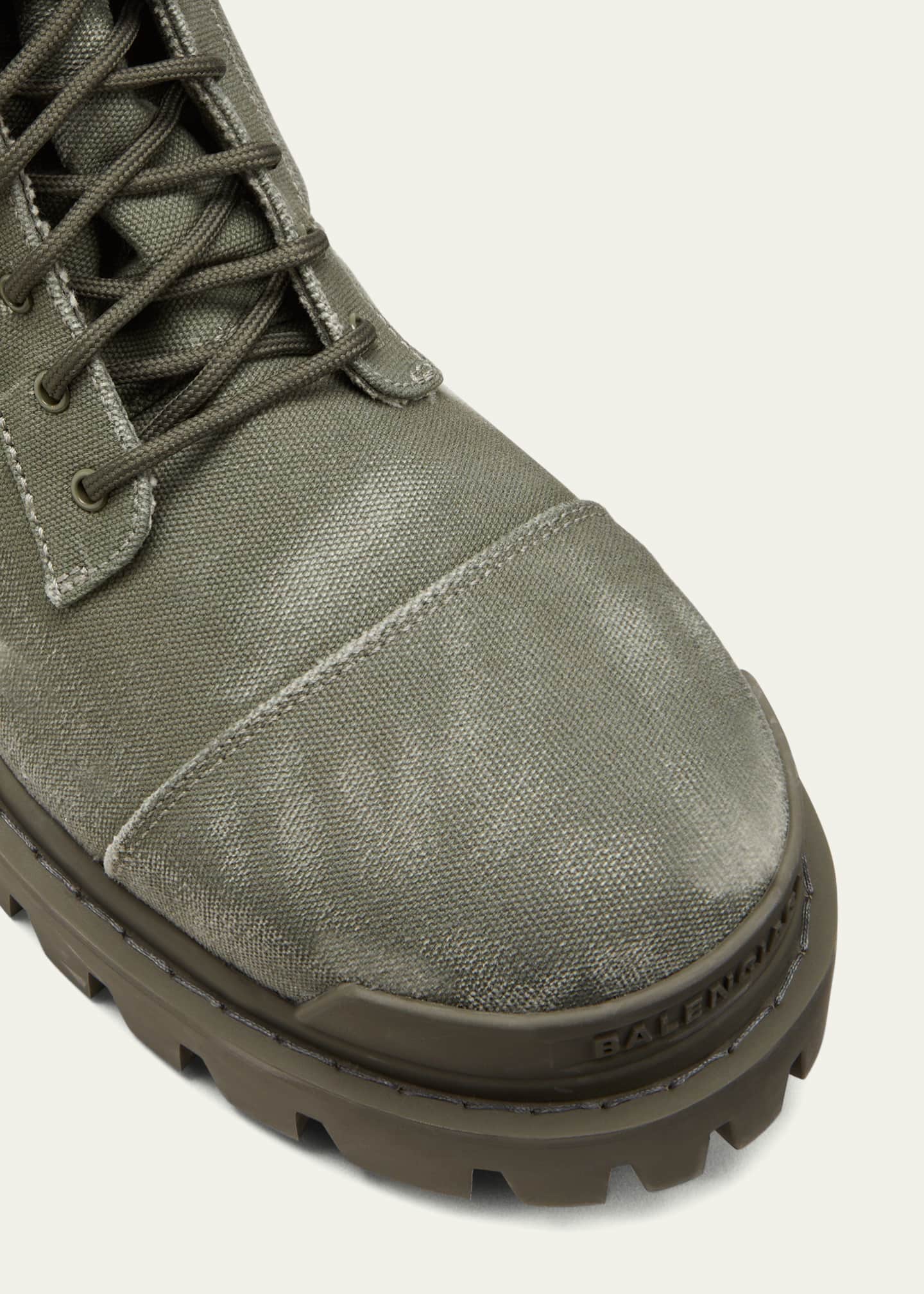 Balenciaga Men's Strike Bootie Lace-Up Canvas Ankle Boots Image 5 of 5