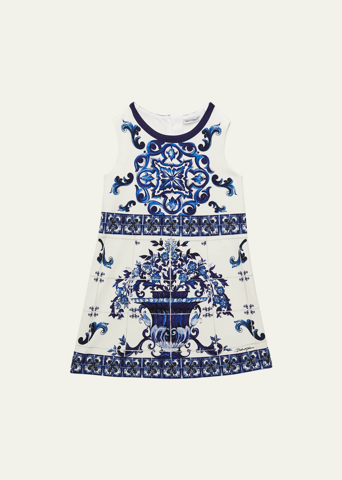Dolce&Gabbana Girl's Mediterraneo Majolica Jersey A-Line Dress, Size 2 ...