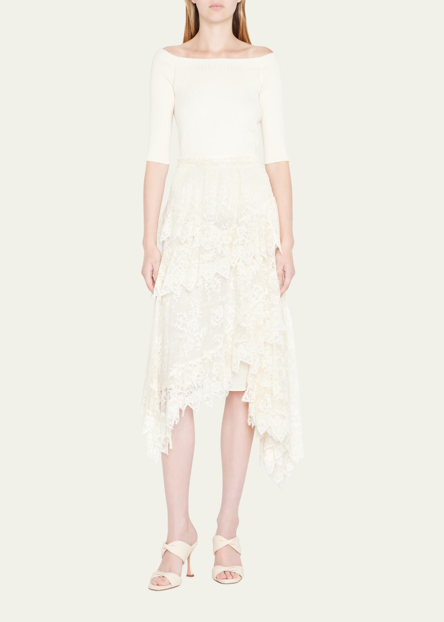 Zimmermann Layered Lace Asymmetric Midi Skirt - Bergdorf Goodman