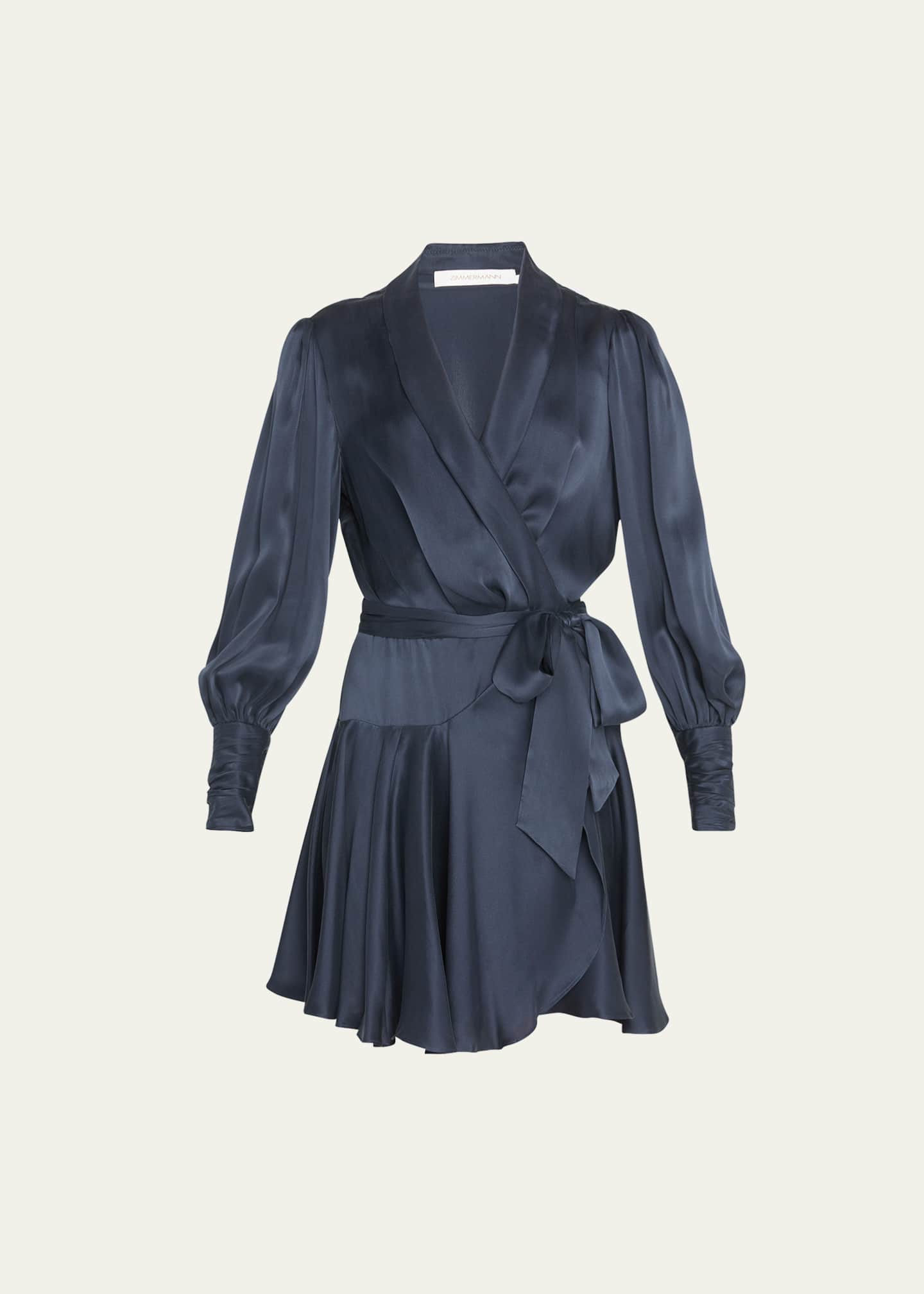 Zimmermann Silk Mini Long-Sleeve Wrap Dress - Bergdorf Goodman
