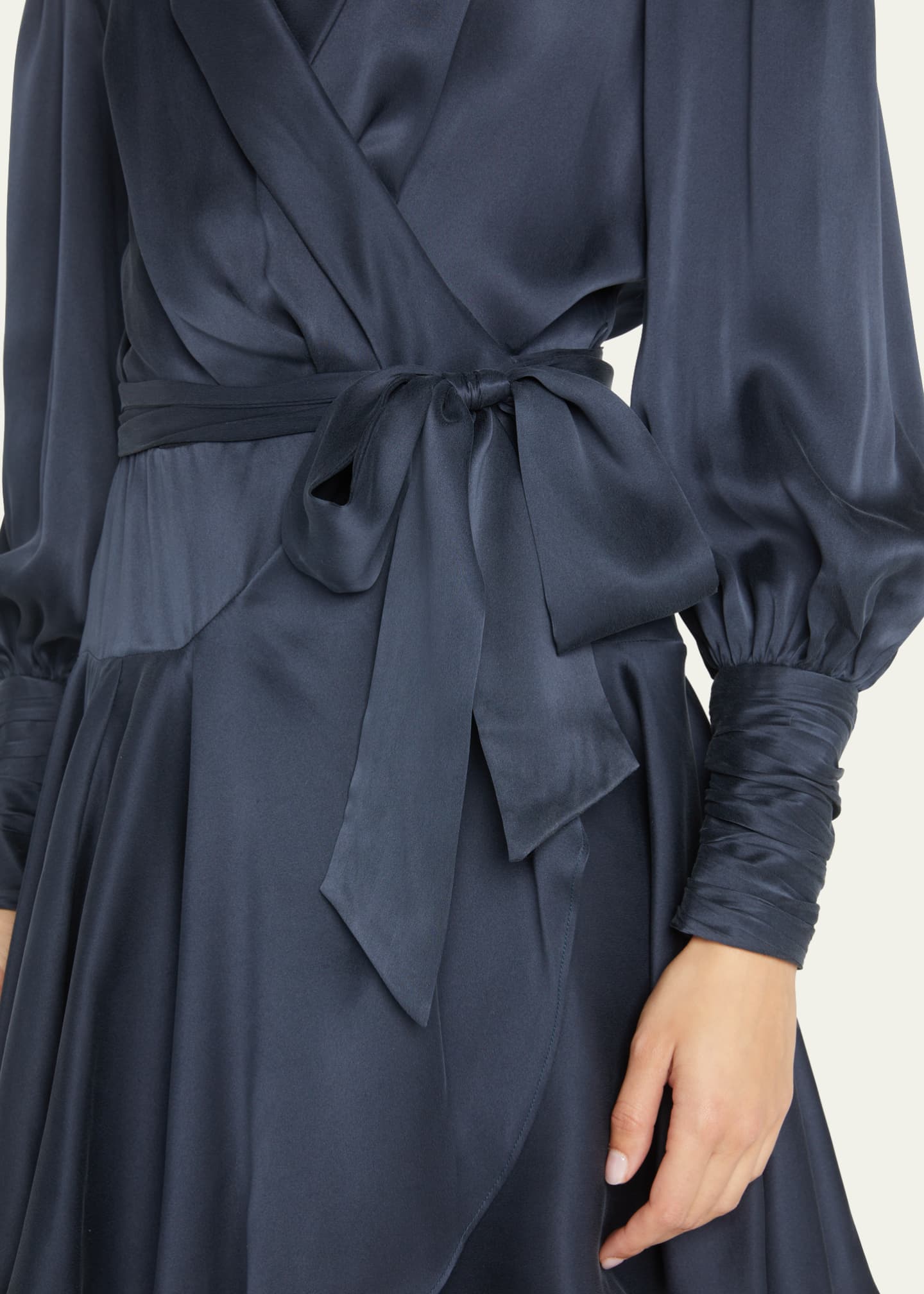 Silk Mini Long-Sleeve Wrap Dress