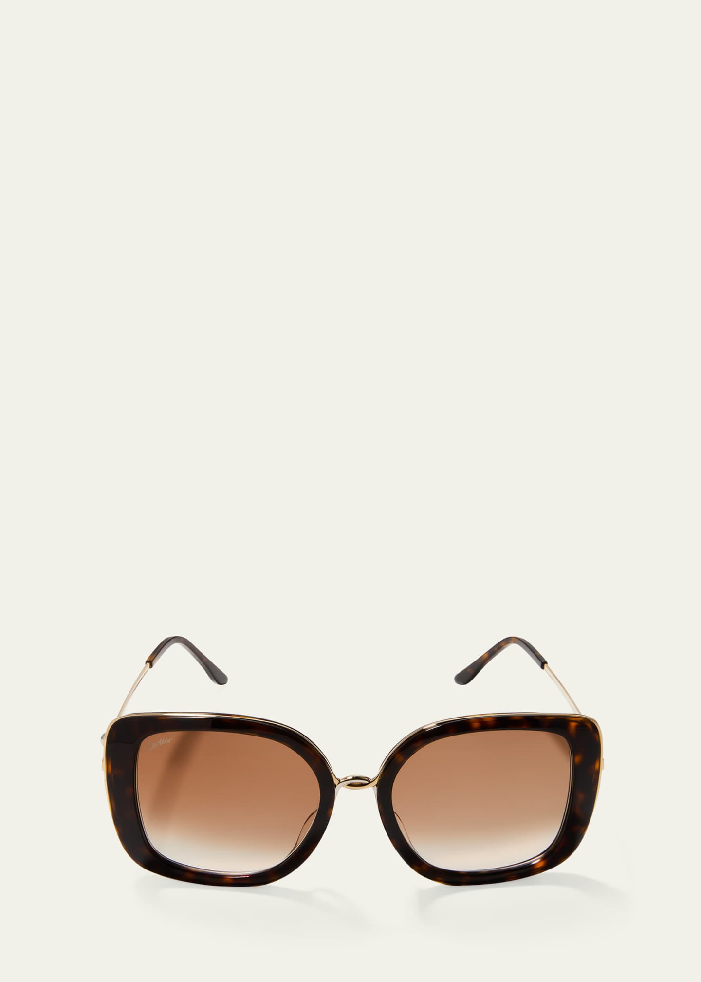 Square frame sunglasses in gold-toned metal