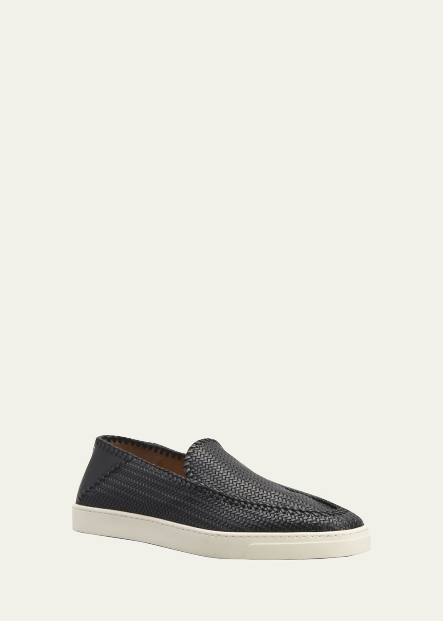 Armani Men's Woven Leather SlipOn Sneakers Bergdorf Goodman