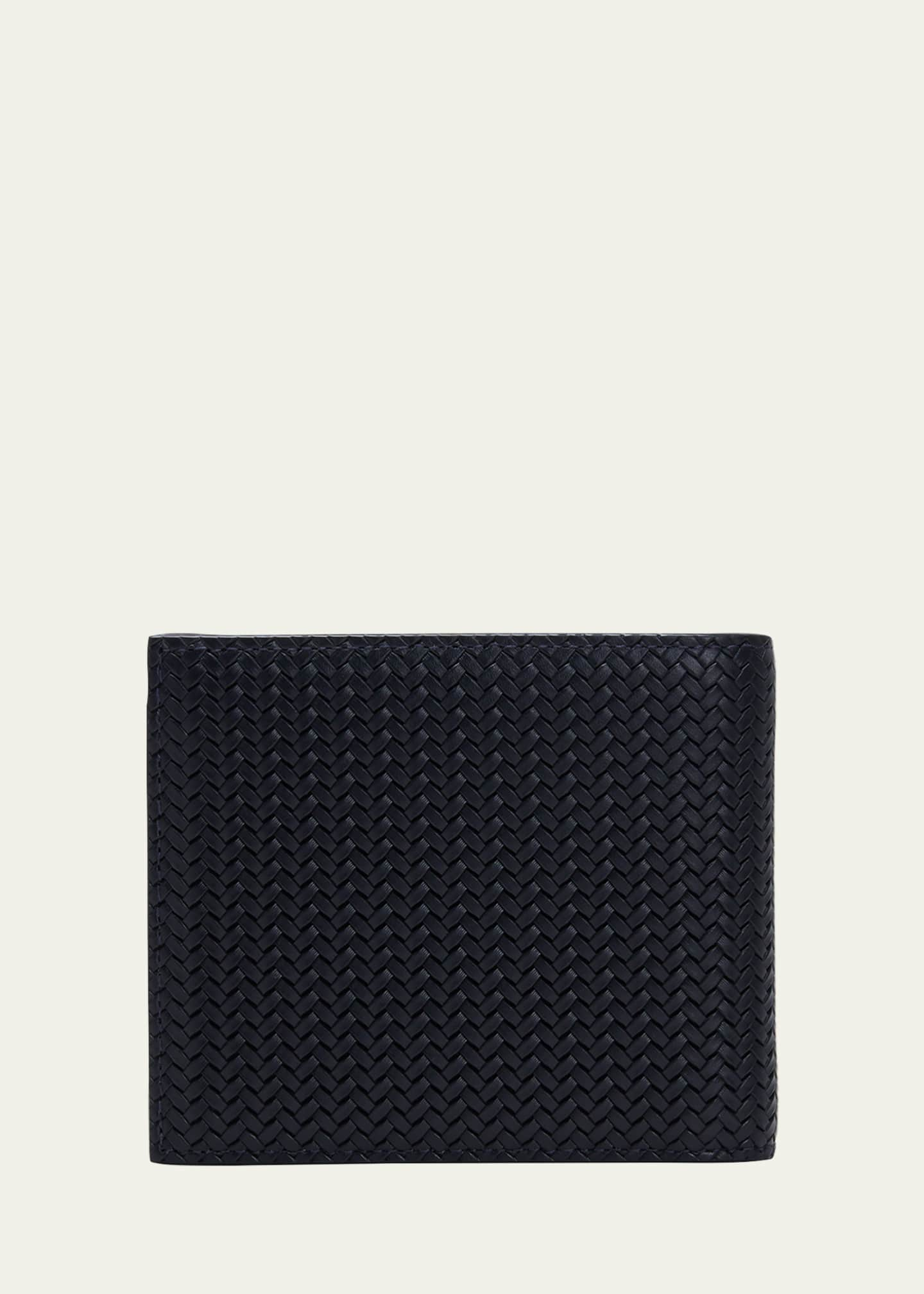 Giorgio Armani Men s Woven Leather Bifold Wallet Bergdorf Goodman