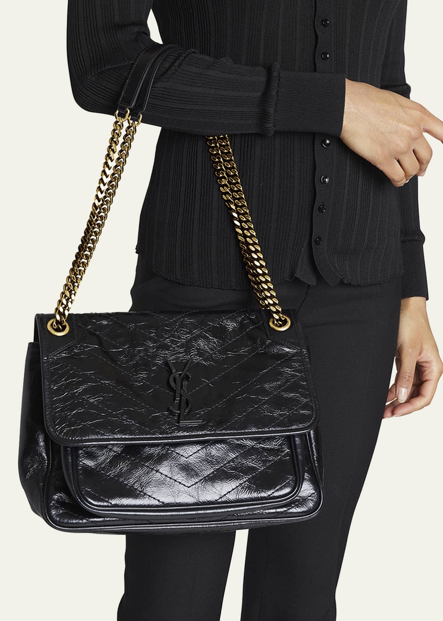 Saint Laurent Niki Medium Leather Shoulder Bag for Women