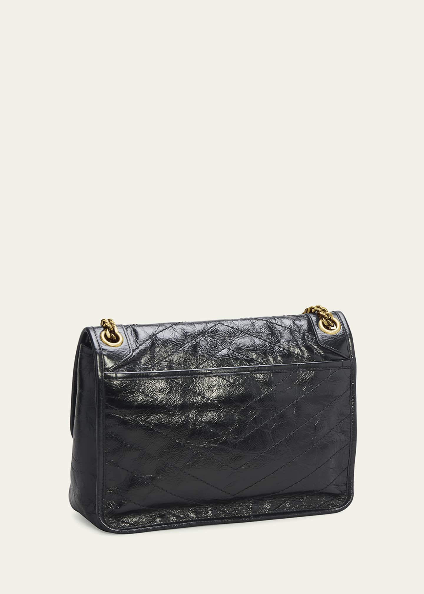 Saint Laurent Niki Medium Flap YSL Shoulder Bag in Crinkled Leather