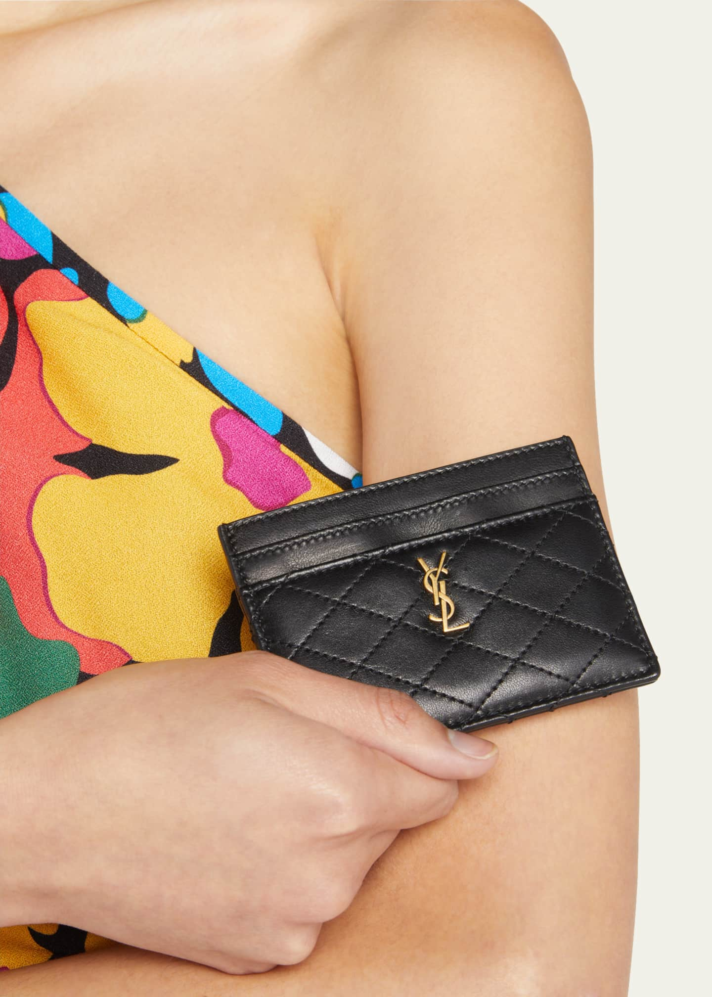 Gaby card case in quilted lambskin, Saint Laurent