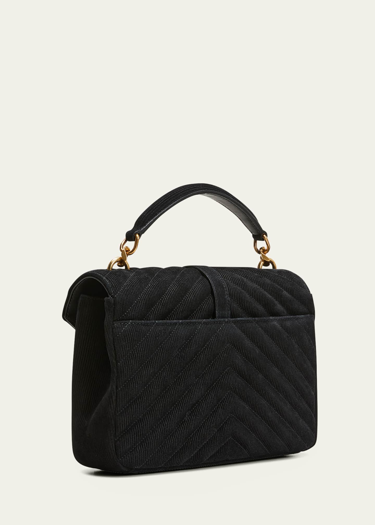 Saint Laurent College Medium YSL Striped Suede Shoulder Bag Bergdorf