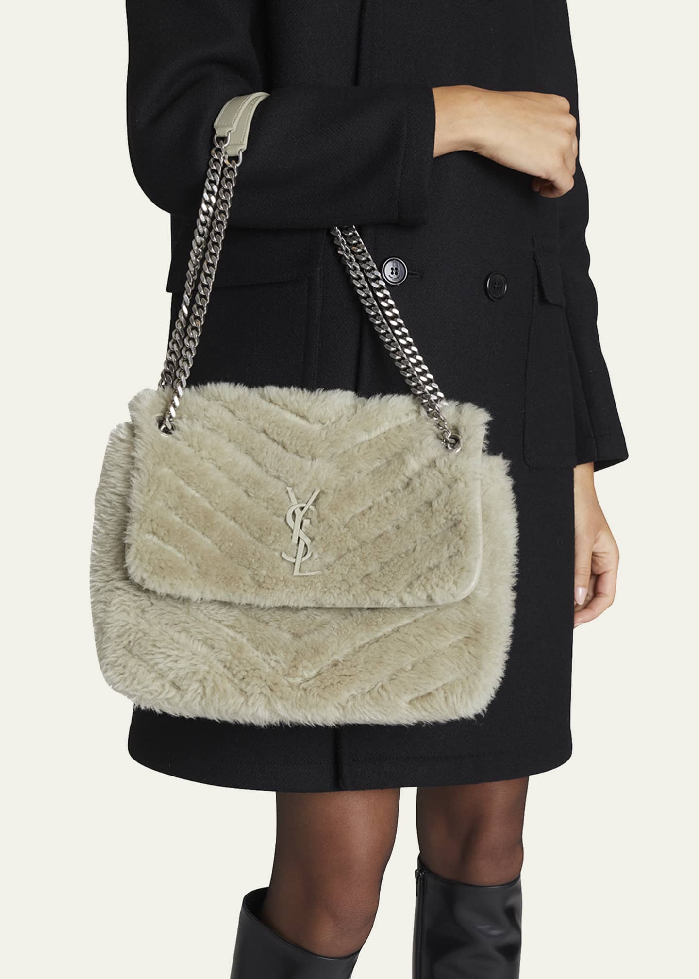 Saint Laurent Niki Medium Quilted Shearling Shoulder Bag Bergdorf Goodman