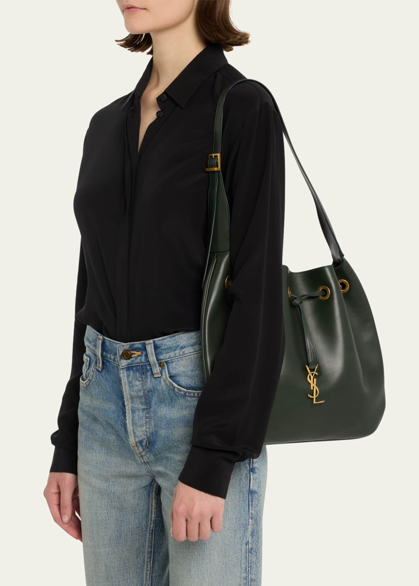 Saint Laurent Paris VII Medium YSL Hobo Bag in Smooth Leather Image 2 of 5