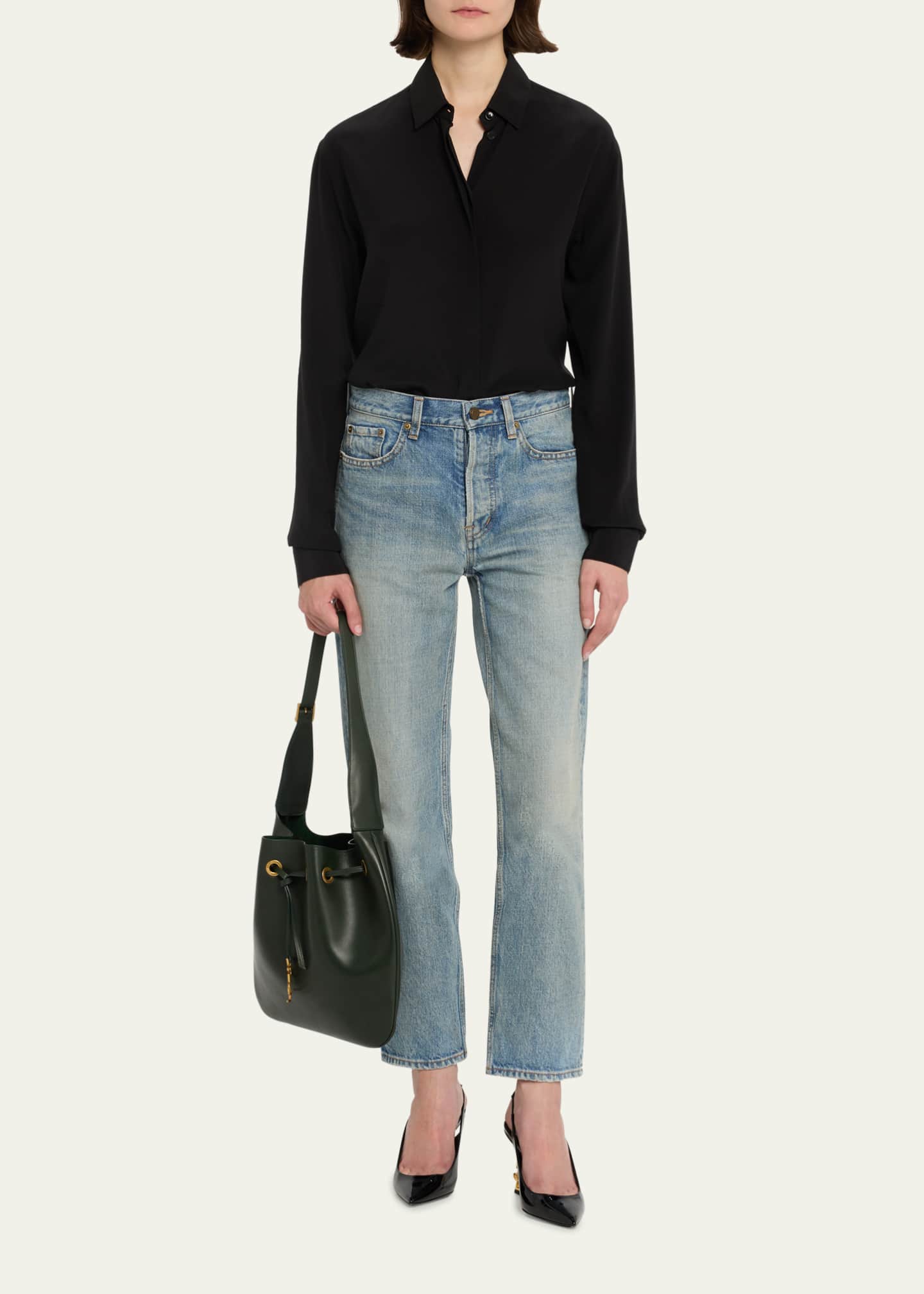 Saint Laurent Paris VII Medium YSL Hobo Bag in Smooth Leather Image 5 of 5