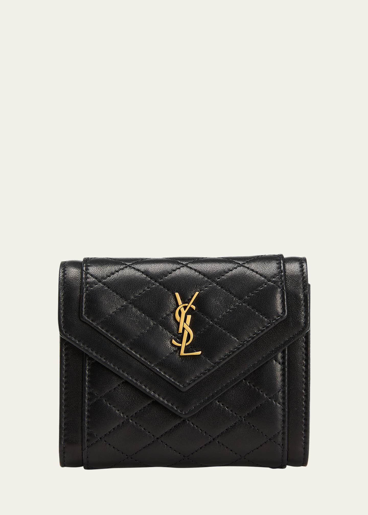 Saint Laurent Gaby YSL Trifold Lambskin Wallet Bergdorf Goodman