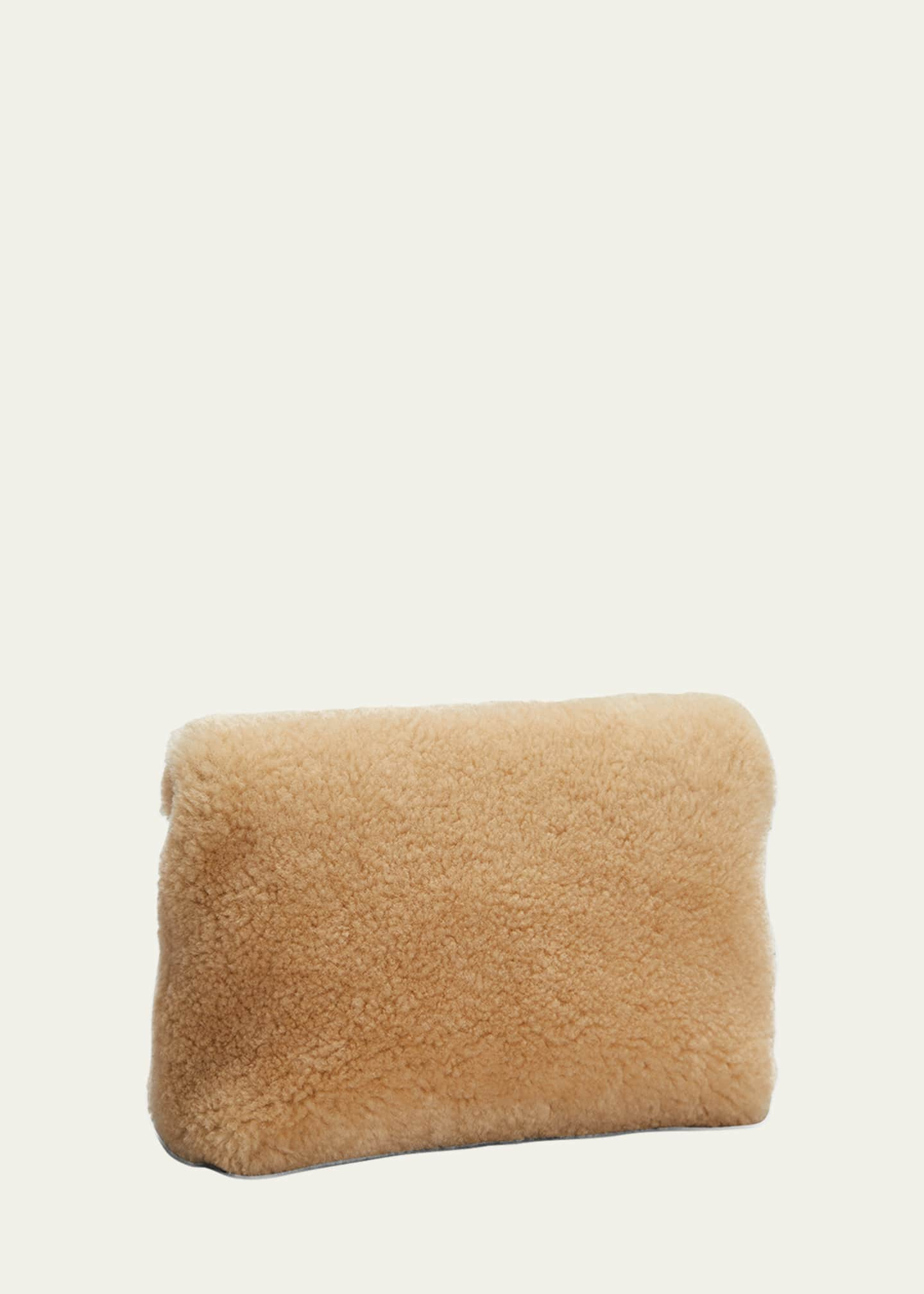 Puffer Small YSL Shearling Pouch Clutch Bag