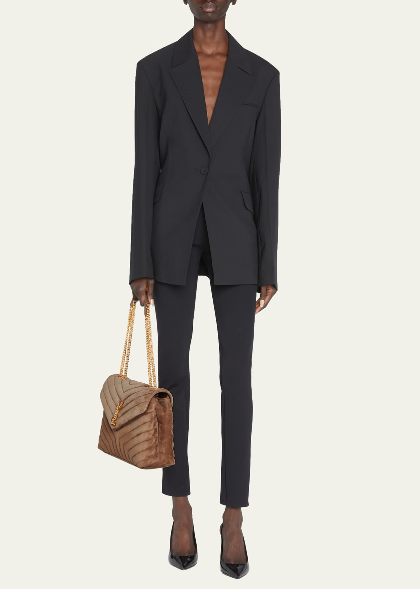 Saint Laurent Loulou Medium YSL Quilted Suede Shoulder Bag Image 5 of 5