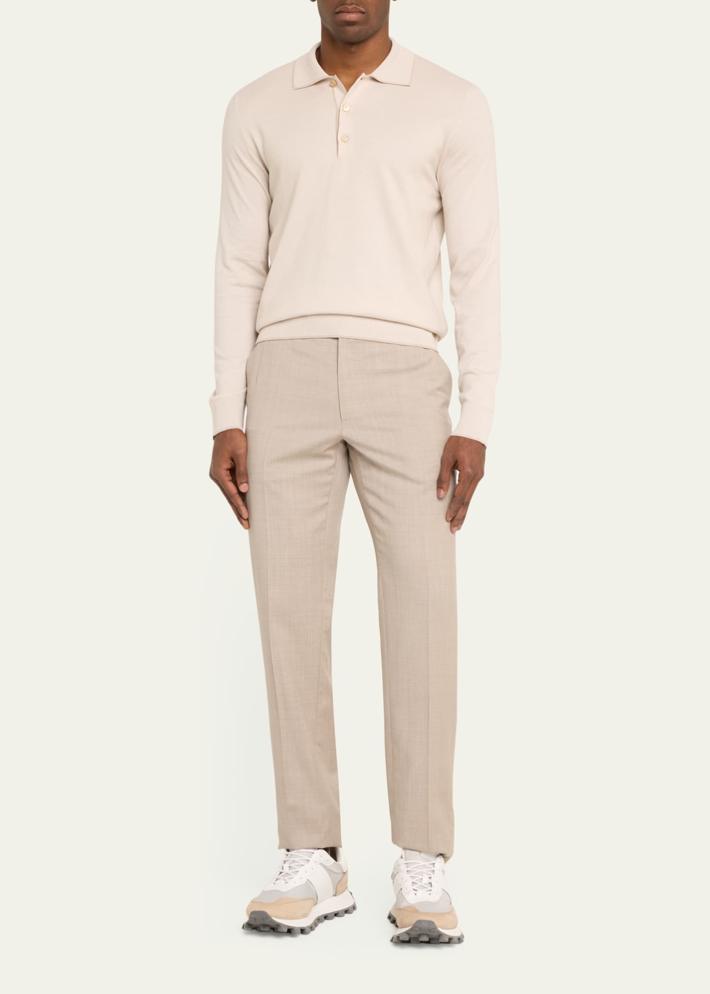Brioni Men's Wool-Silk Polo Shirt Image 2 of 5