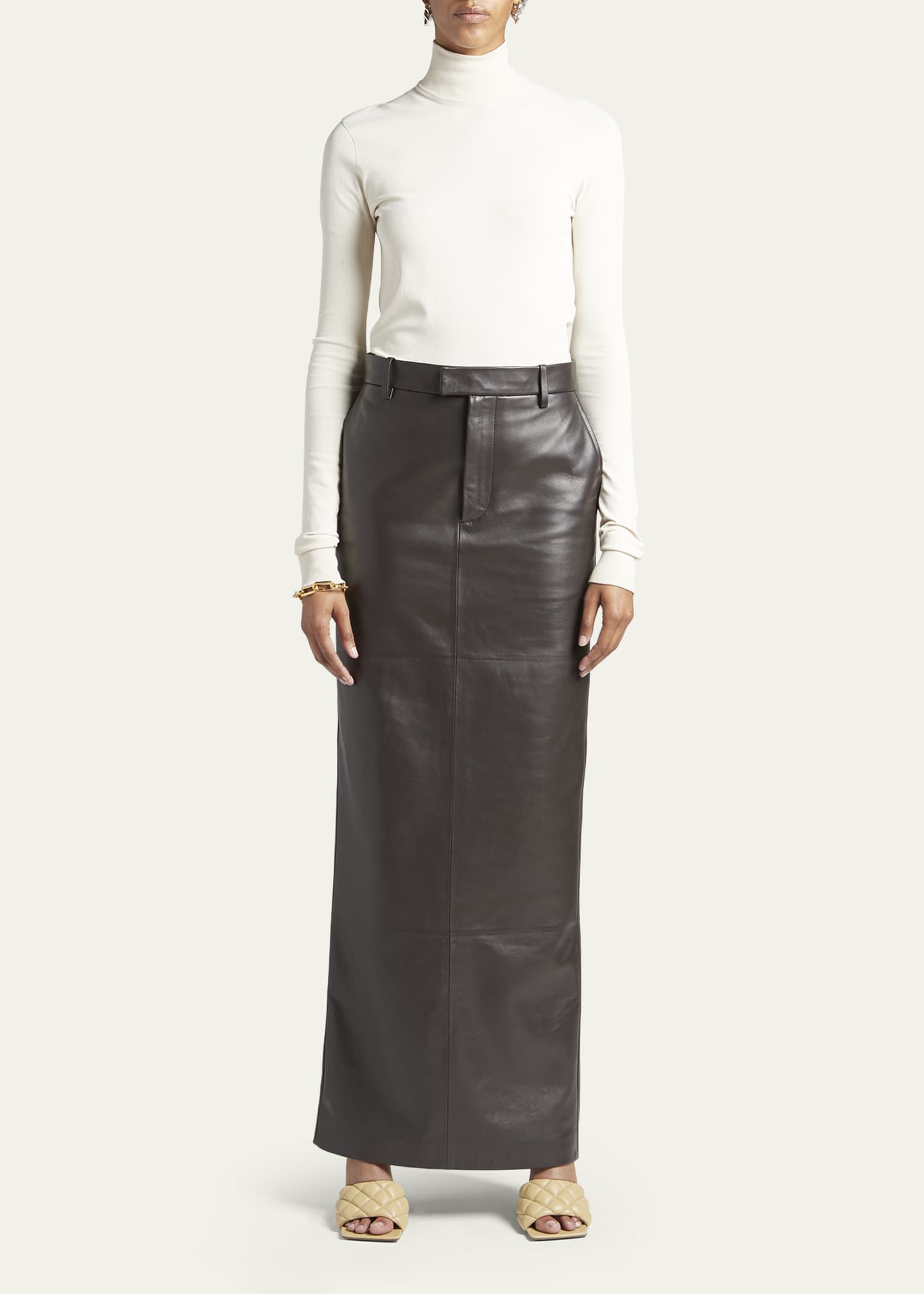 Bottega Veneta Nappa Leather Long Skirt - Bergdorf Goodman