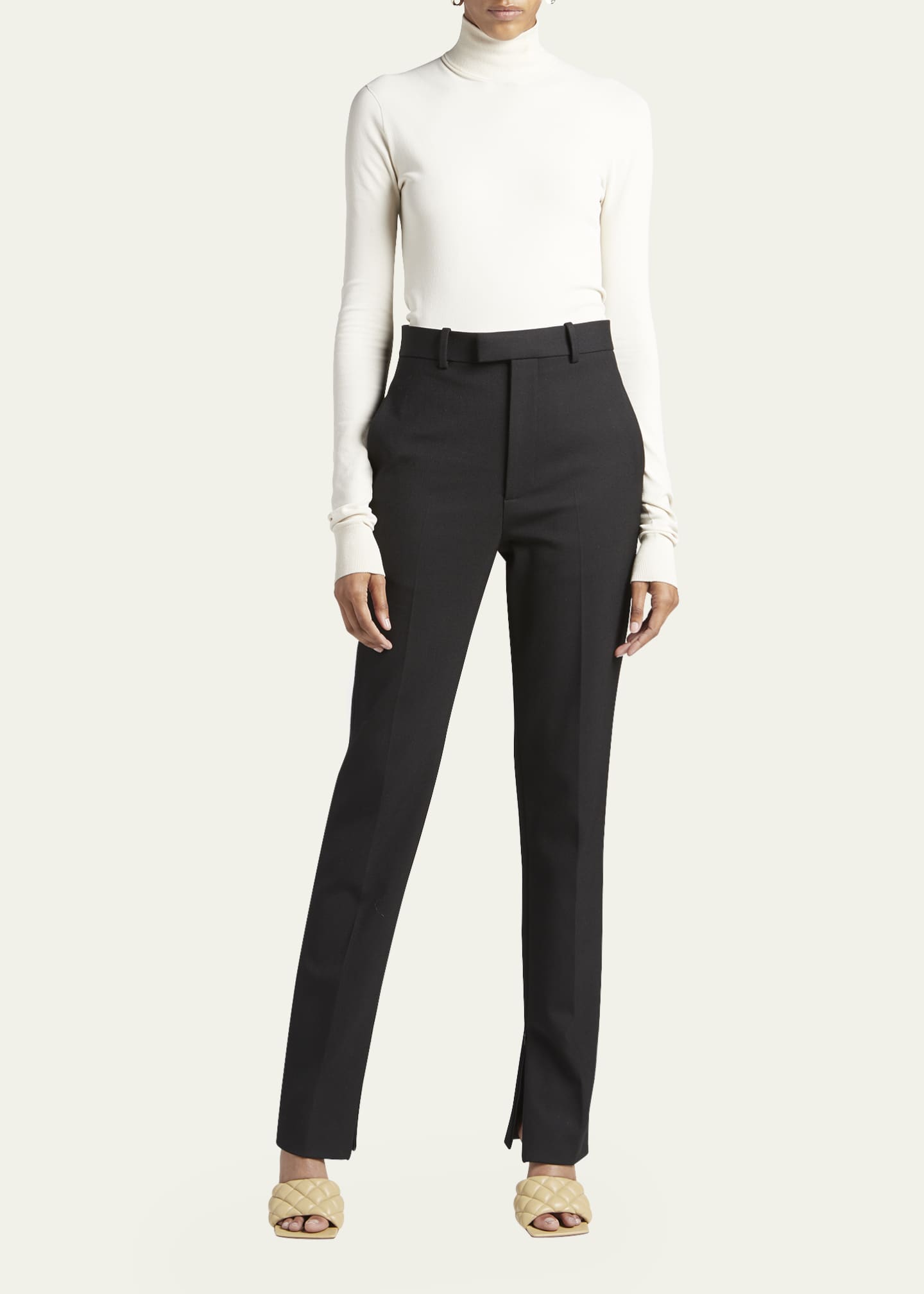 Bottega Veneta Tech Wool Twill Slit-Cuff Trousers