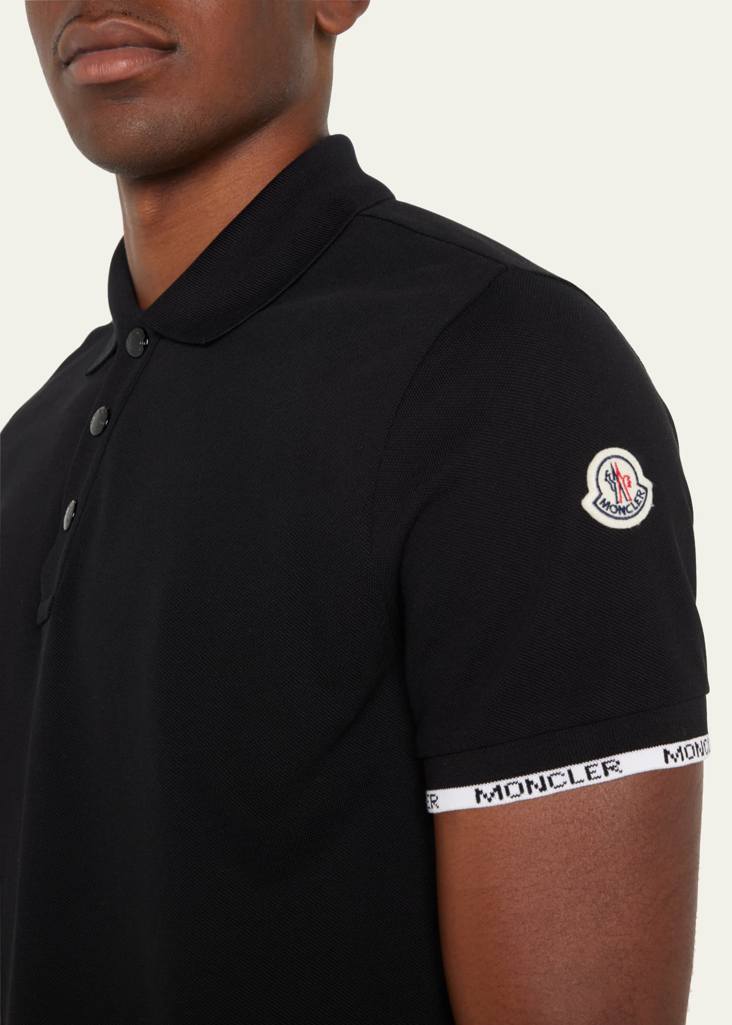Moncler Men's Polo Shirt Logo Taping - Bergdorf Goodman