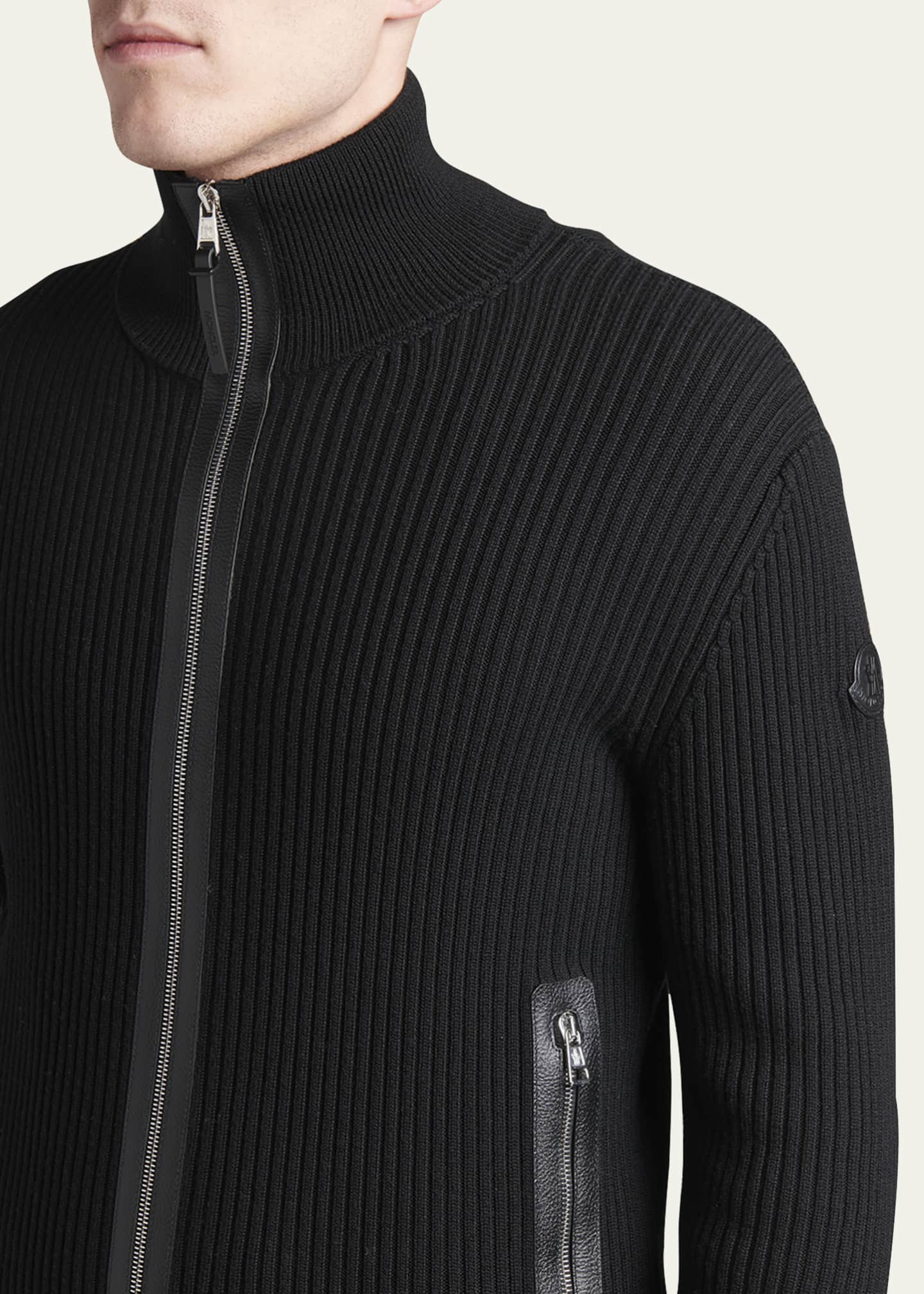 Leather trim cheap sweater