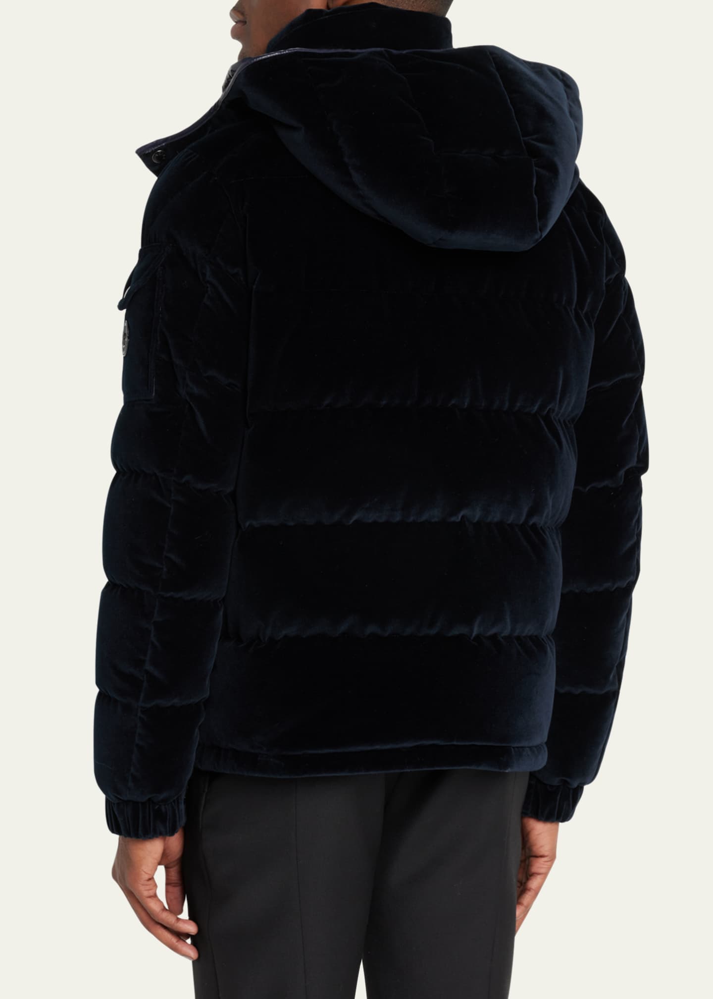 Moncler black velvet puffer top
