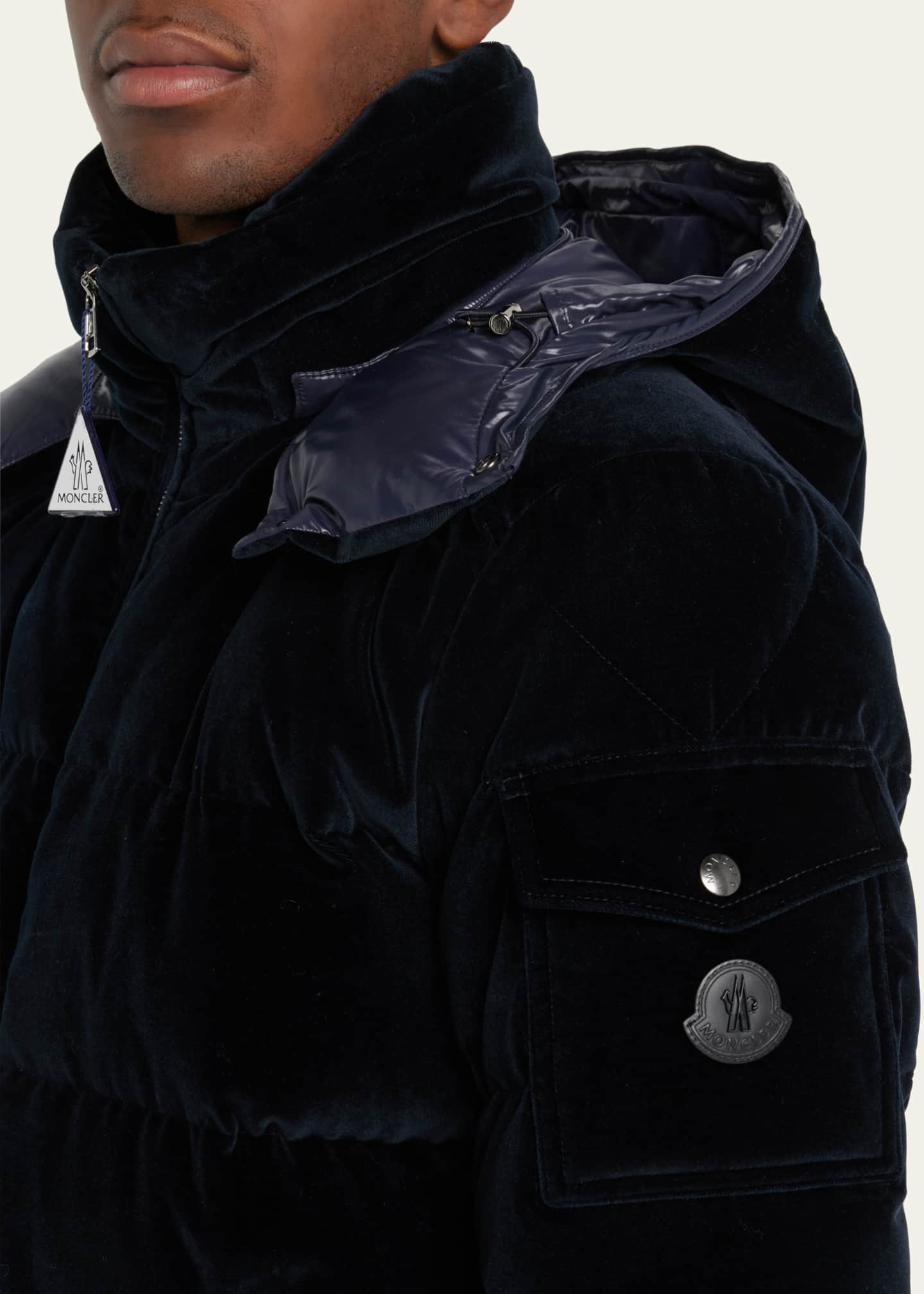 Moncler Men s Armorique Velvet Puffer Jacket Bergdorf Goodman