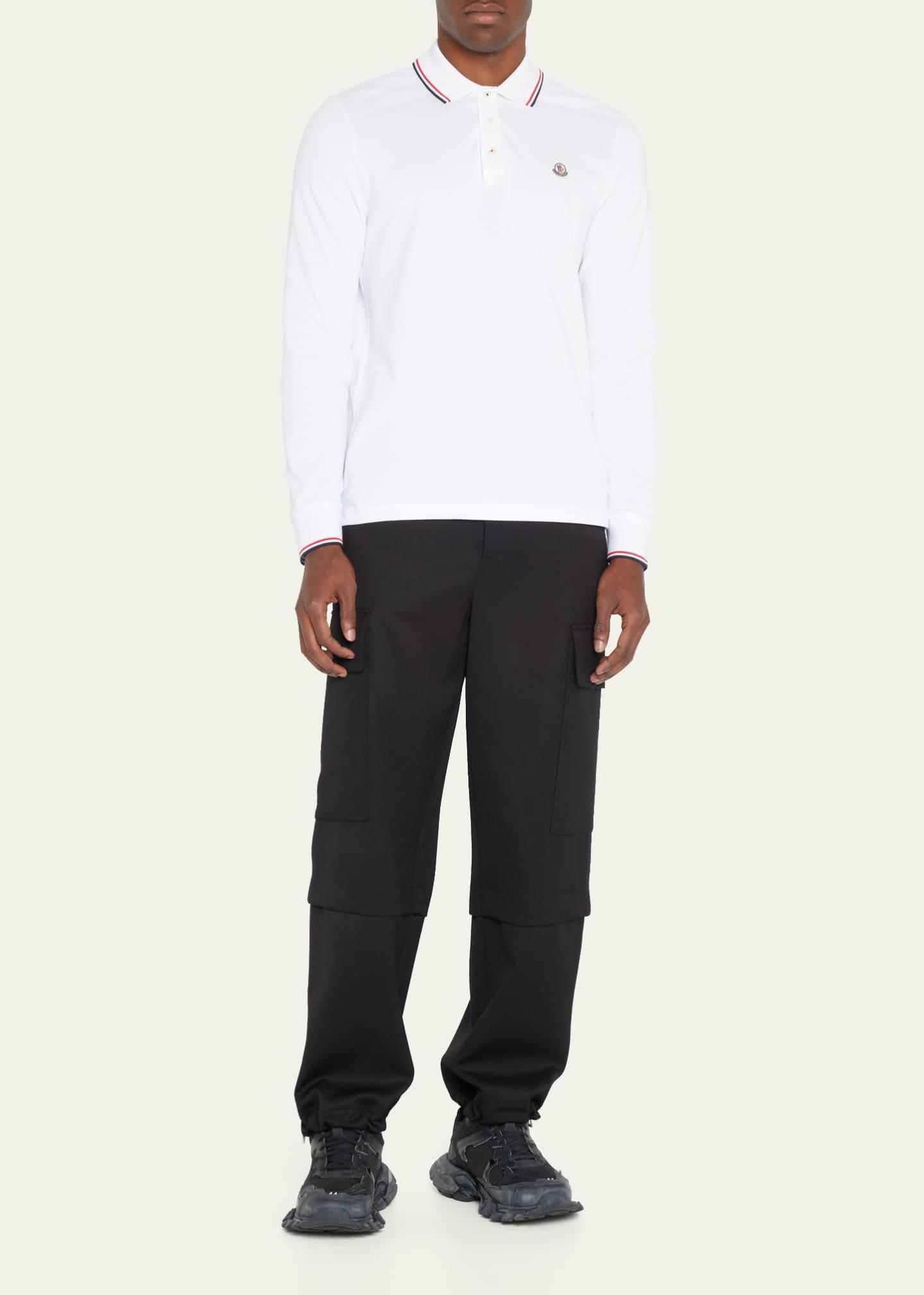 Moncler striped trim polo sale shirt
