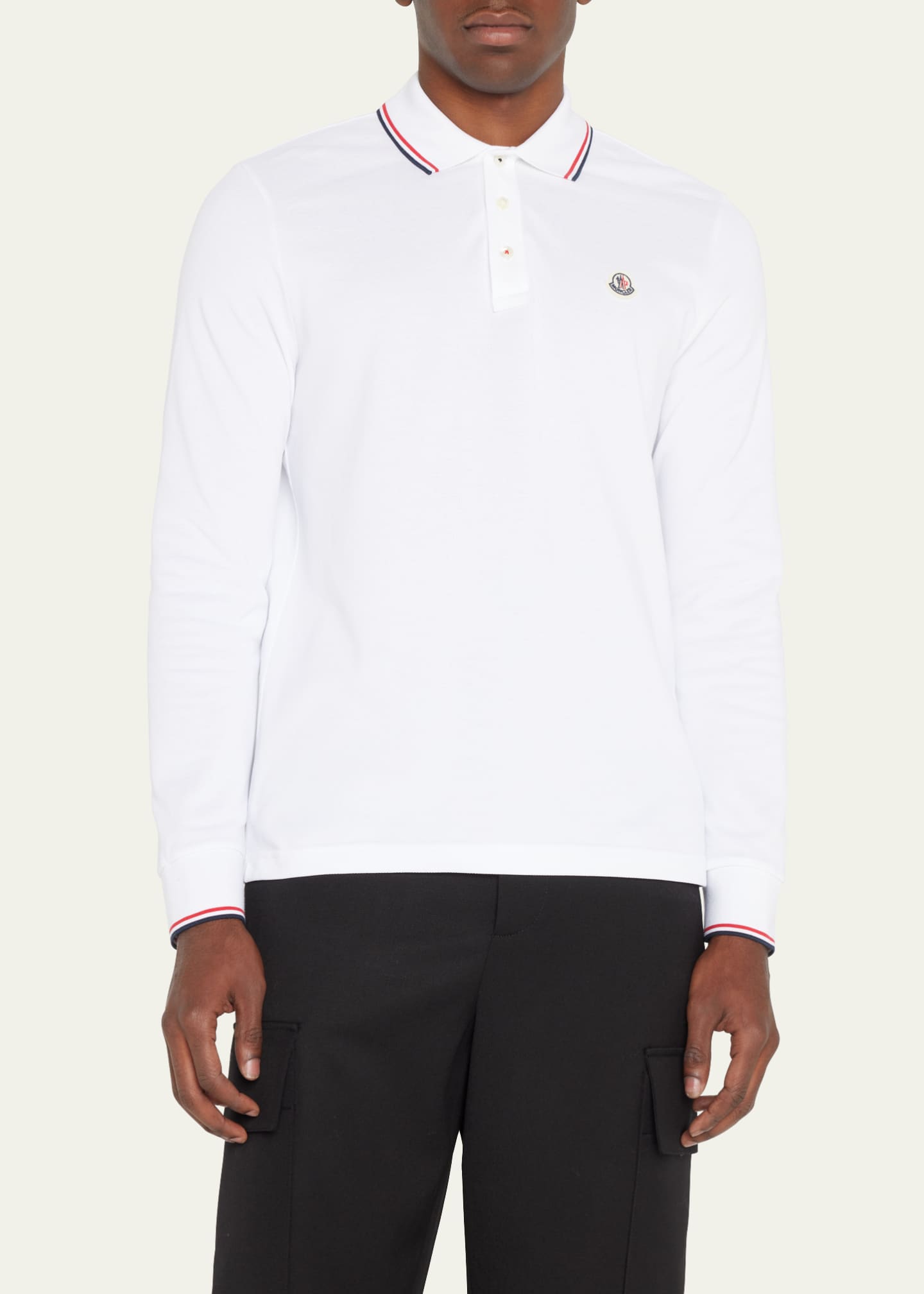 Moncler striped trim polo shirt best sale