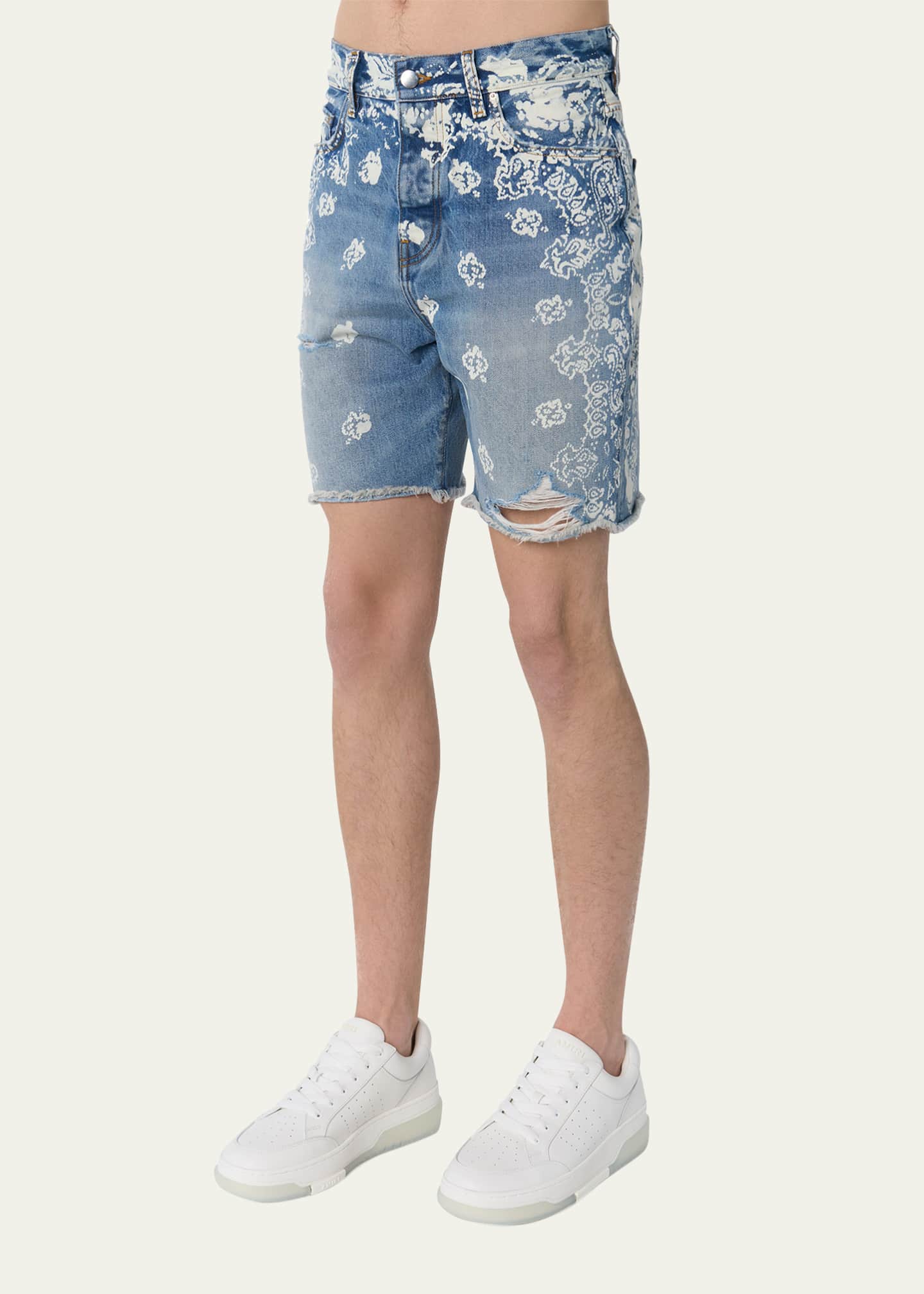 Amiri Men's Bleach Bandana Denim Shorts - Bergdorf Goodman