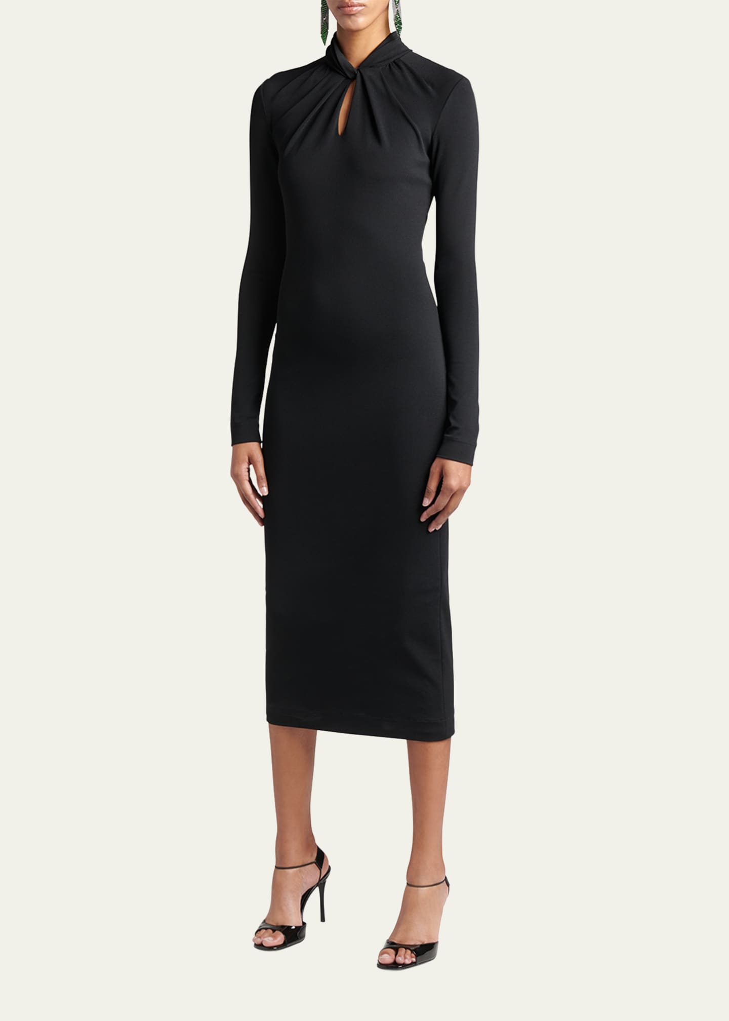 Armani Twisted Keyhole Neckline Midi Jersey Dress Bergdorf