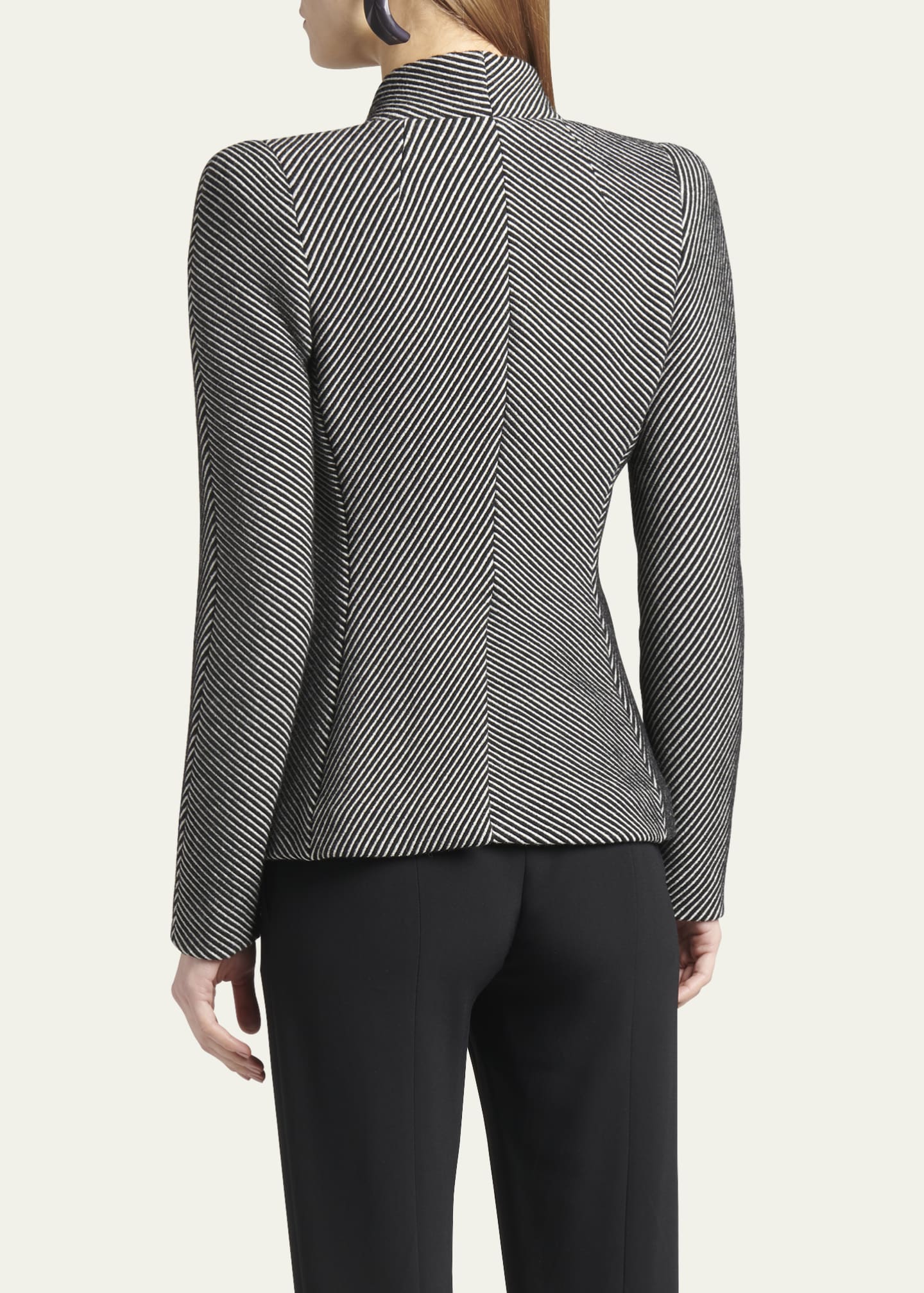 Giorgio Armani Diagonal Stripe Single-Breasted Jersey Jacket Image 3 of 5