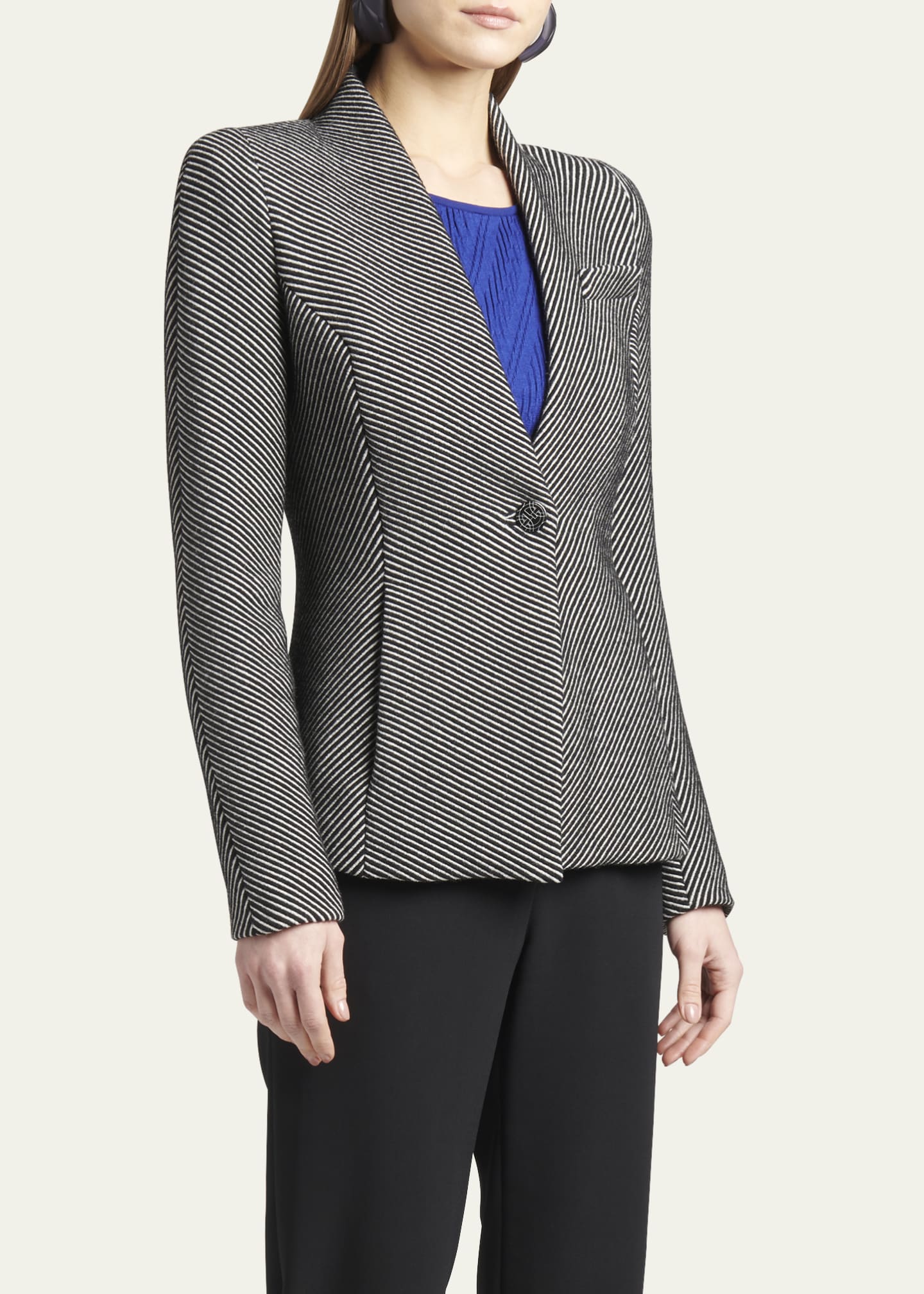 Giorgio Armani Diagonal Stripe Single-Breasted Jersey Jacket Image 4 of 5