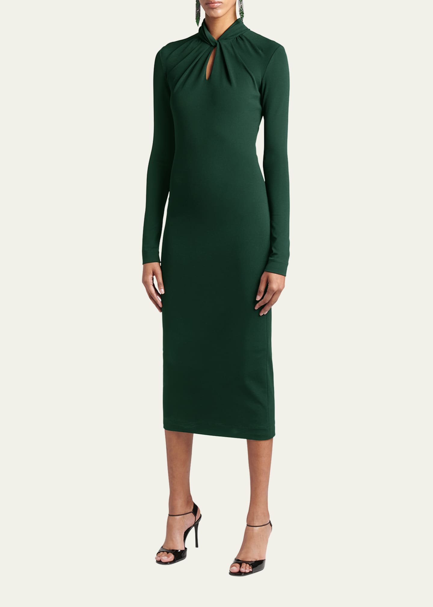 Giorgio Armani Twisted Keyhole-Front Jersey Midi Dress - Bergdorf Goodman