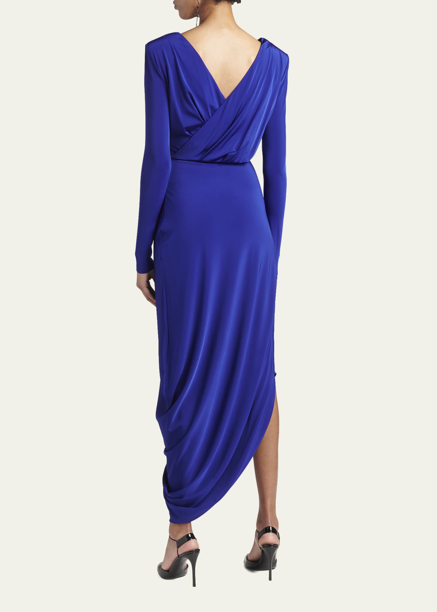 Giorgio Armani V-Neck Draped Jersey Maxi Dress Image 3 of 5