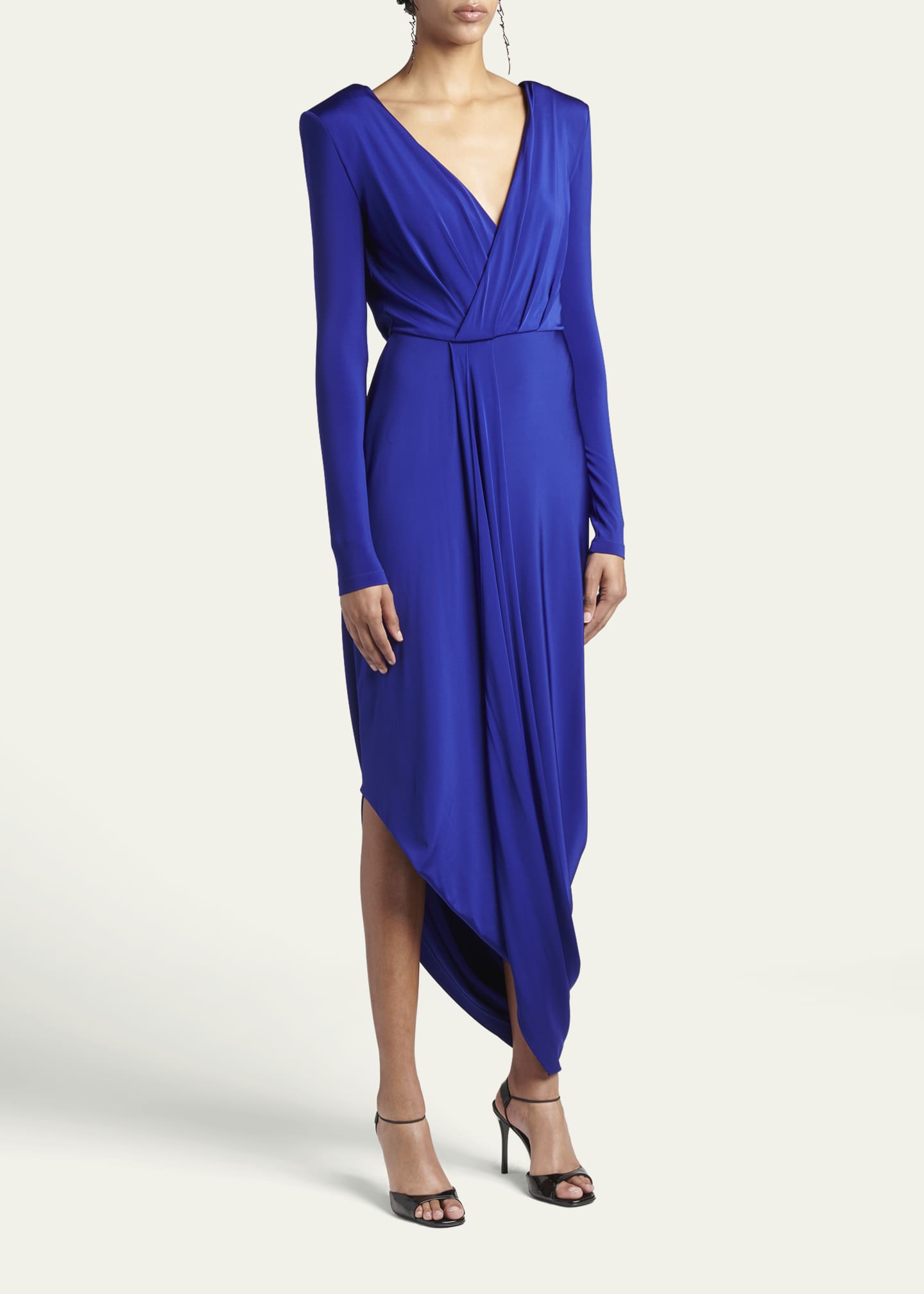 Giorgio Armani V-Neck Draped Jersey Maxi Dress Image 4 of 5