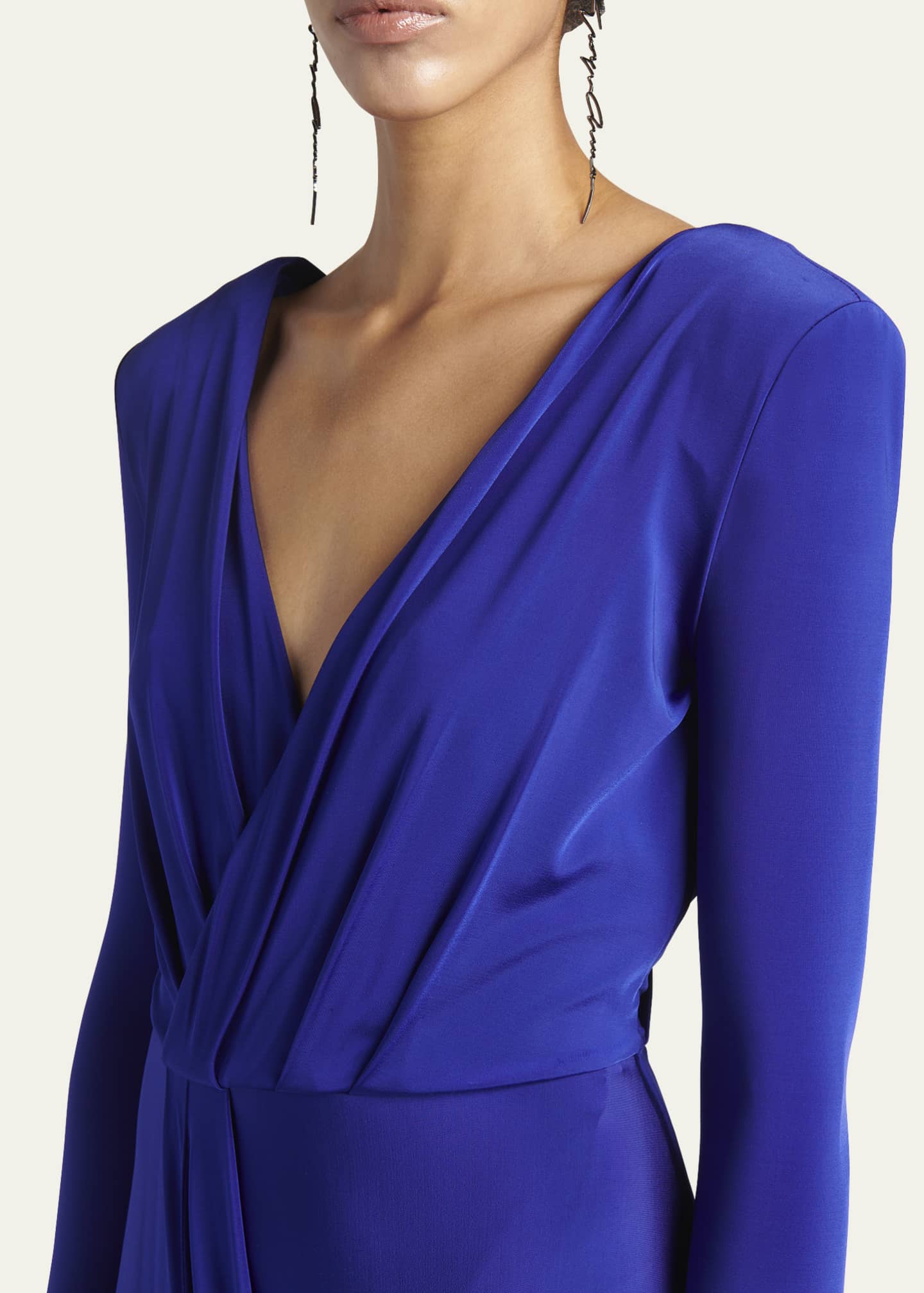 Giorgio Armani V-Neck Draped Jersey Maxi Dress Image 5 of 5