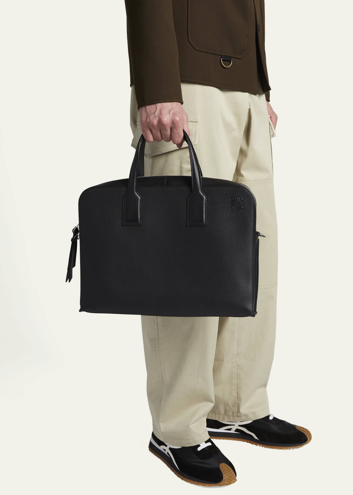 Loewe Men's Goya Thin Leather Briefcase Bag - Bergdorf Goodman