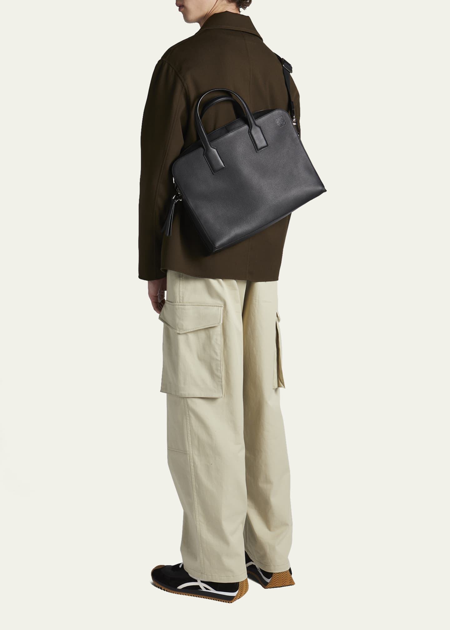 Loewe Men's Goya Thin Leather Briefcase Bag - Bergdorf Goodman