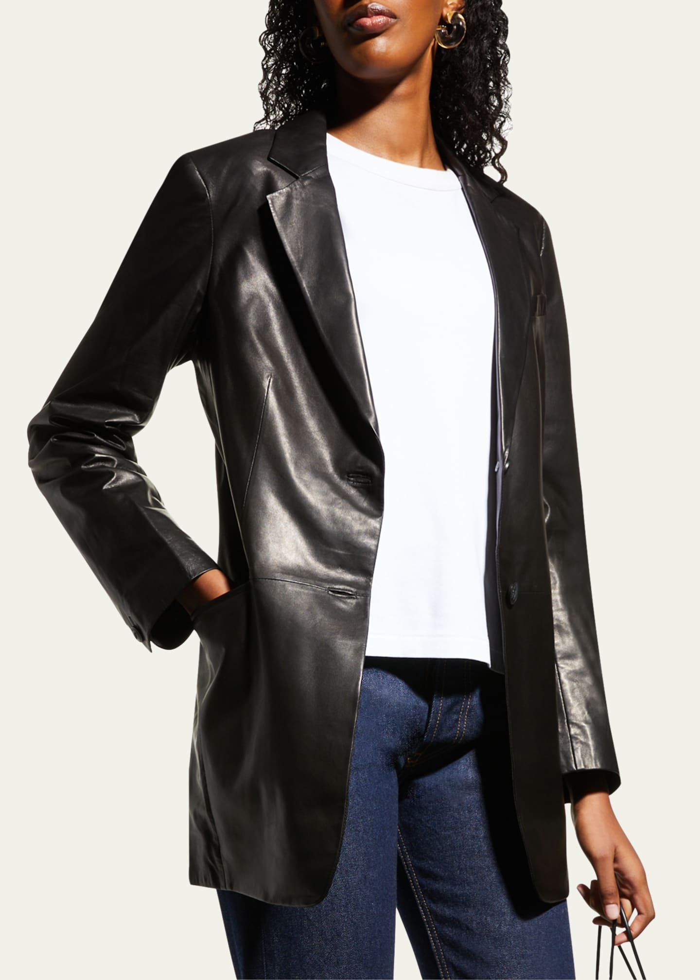 Rag & Bone Charles Lambskin Leather Blazer Image 4 of 5