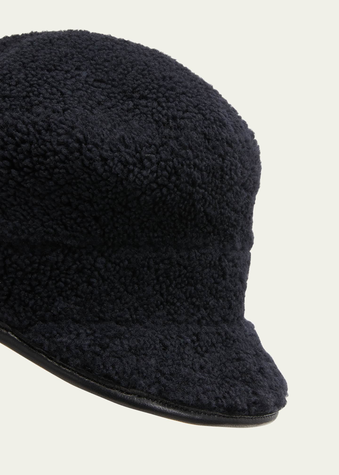 Gushlow and Cole Curly Merino Shearling & Leather Cap Image 2 of 2