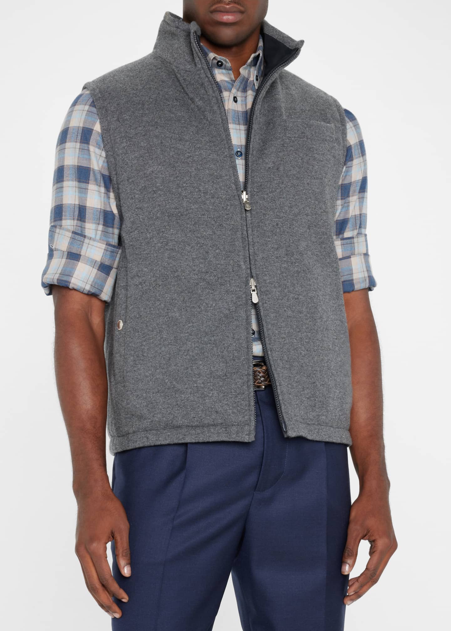 Brunello Cucinelli Men's Reversible Cashmere & Suede Zip Vest