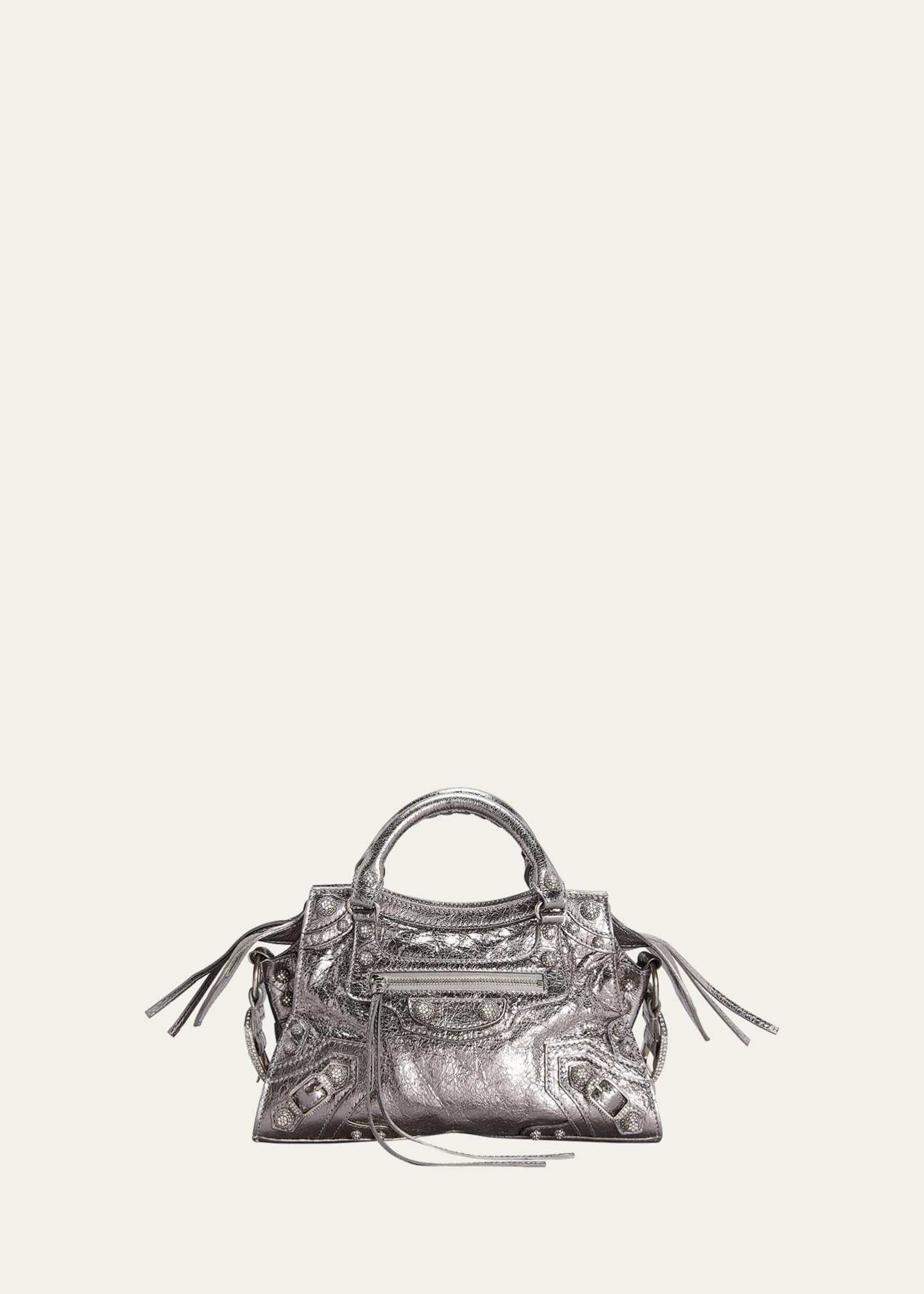 Balenciaga Everyday Xxs Silver Leather Top Handle Bag