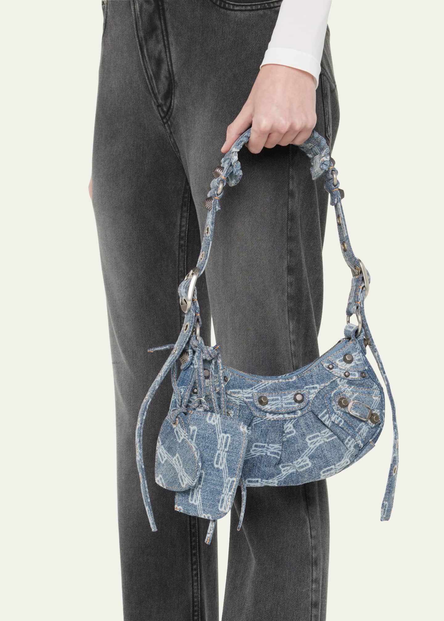 Balenciaga Le Cagole XS BB Monogram Denim Shoulder Bag Bergdorf Goodman