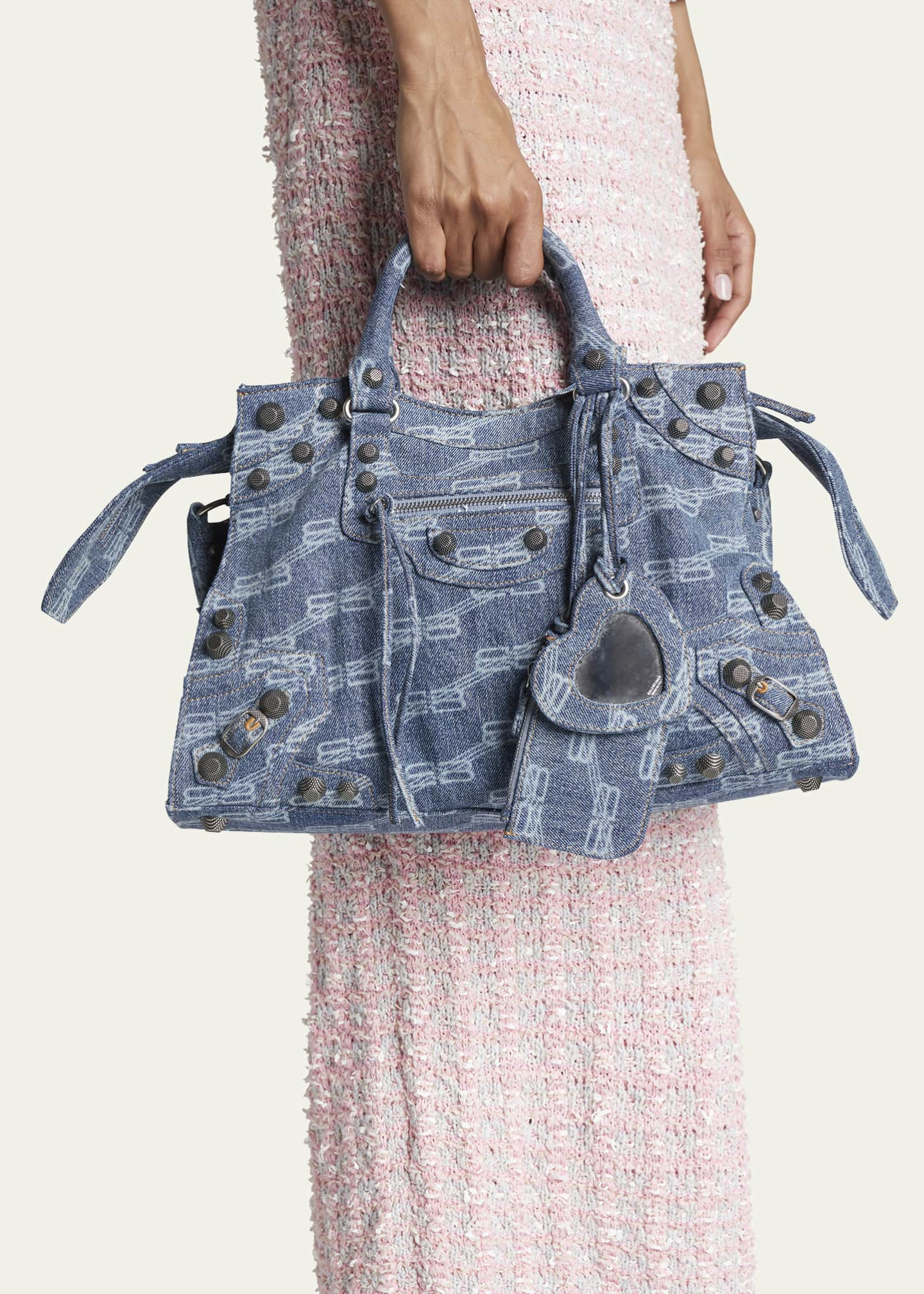 Balenciaga Neo Cagole City Monogram Denim Shoulder Bag - Bergdorf