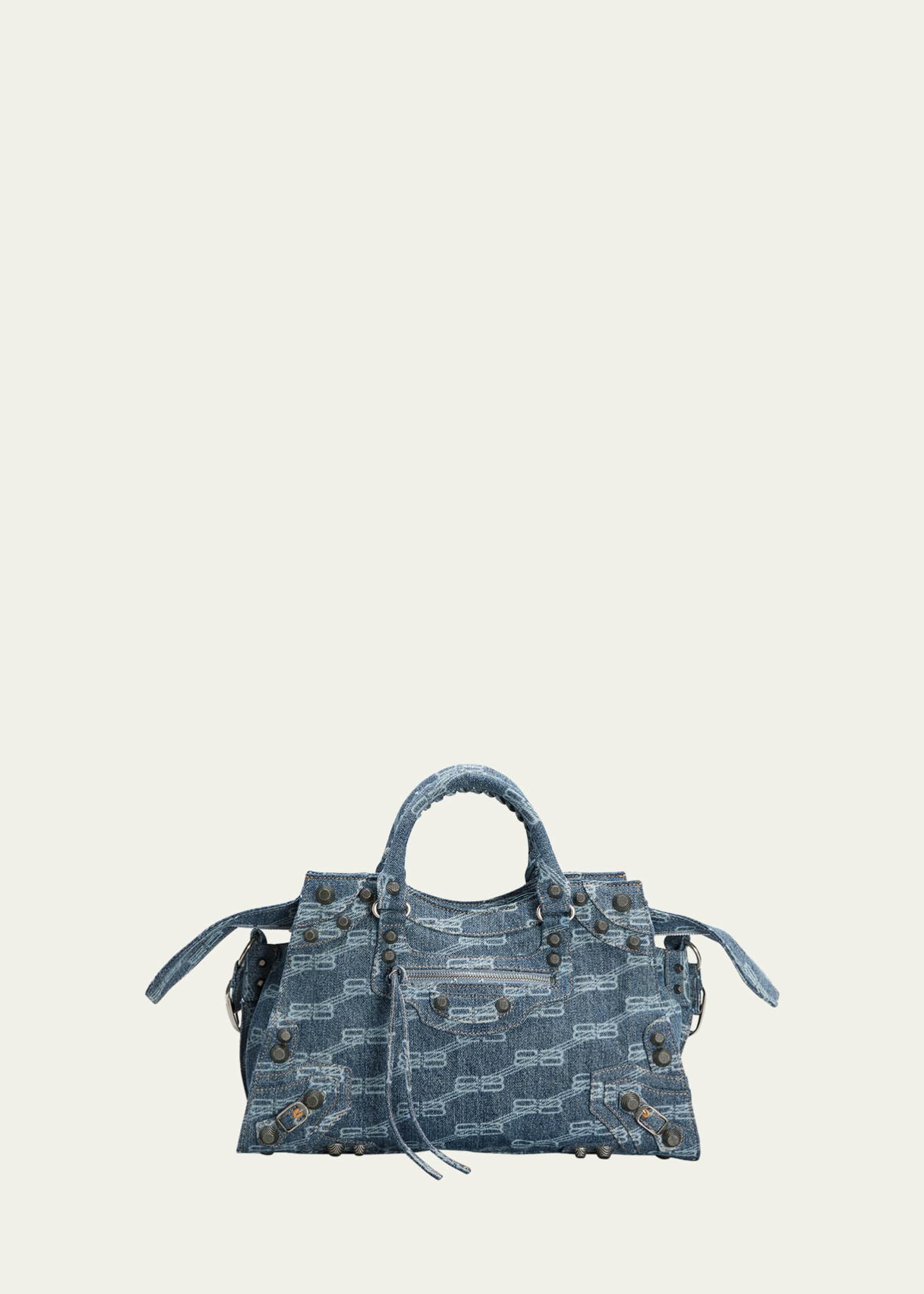 Balenciaga Neo Cagole City Monogram Denim Shoulder Bag - Bergdorf