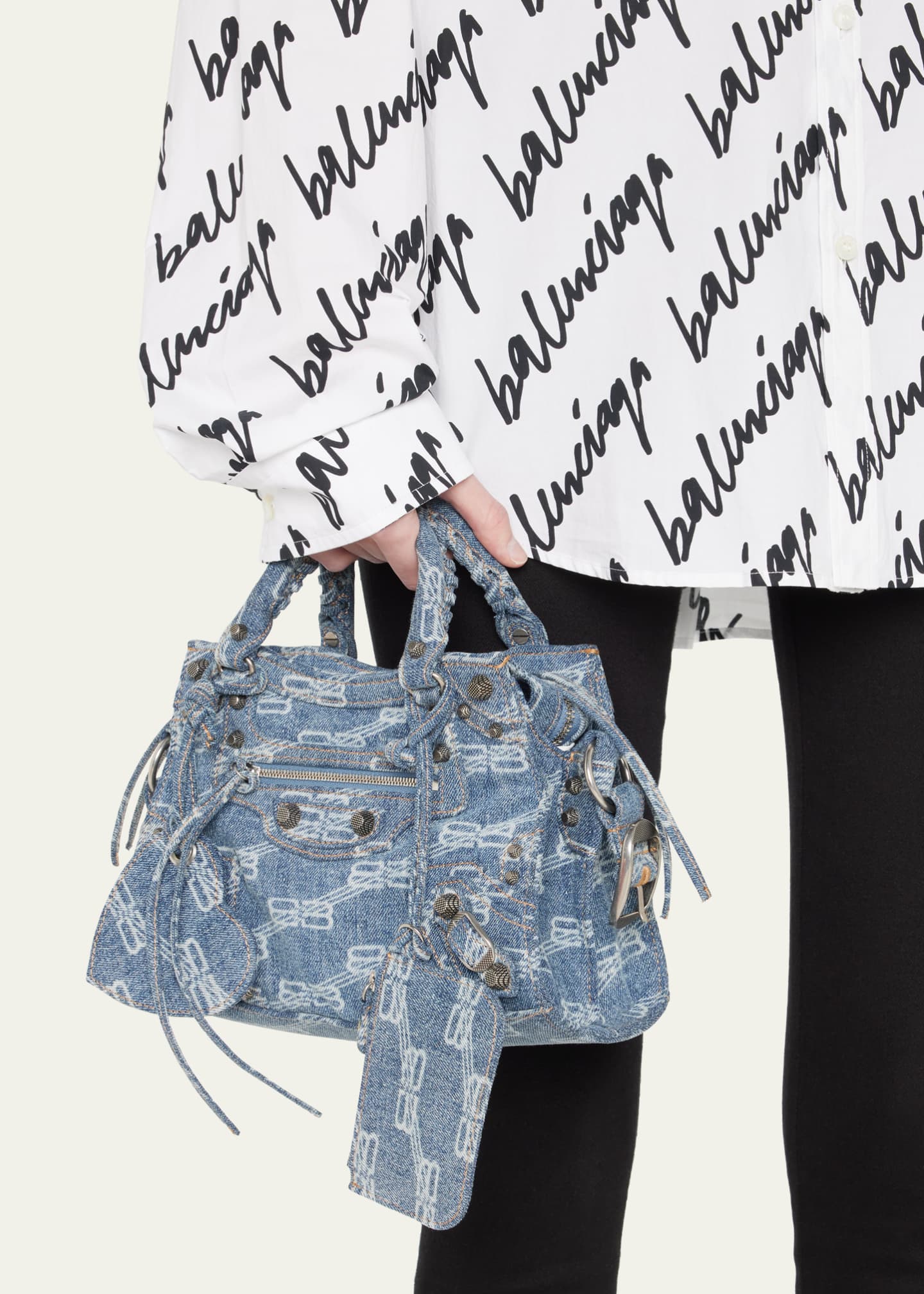 Balenciaga Neo Cagole XS BB Licensing Denim TopHandle Bag Bergdorf Goodman