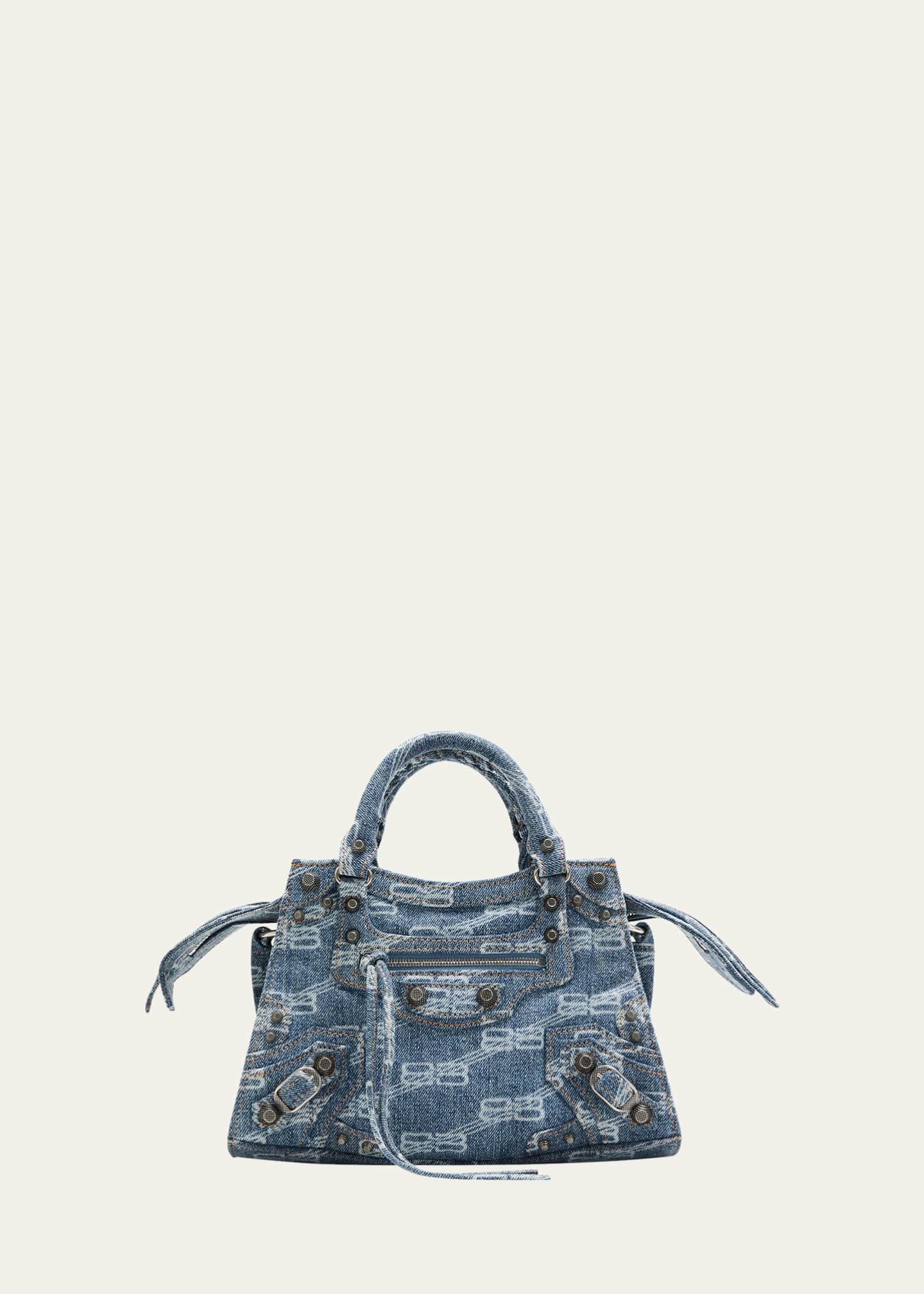 Balenciaga Neo Cagole XS BB Licensing Denim TopHandle Bag Bergdorf Goodman
