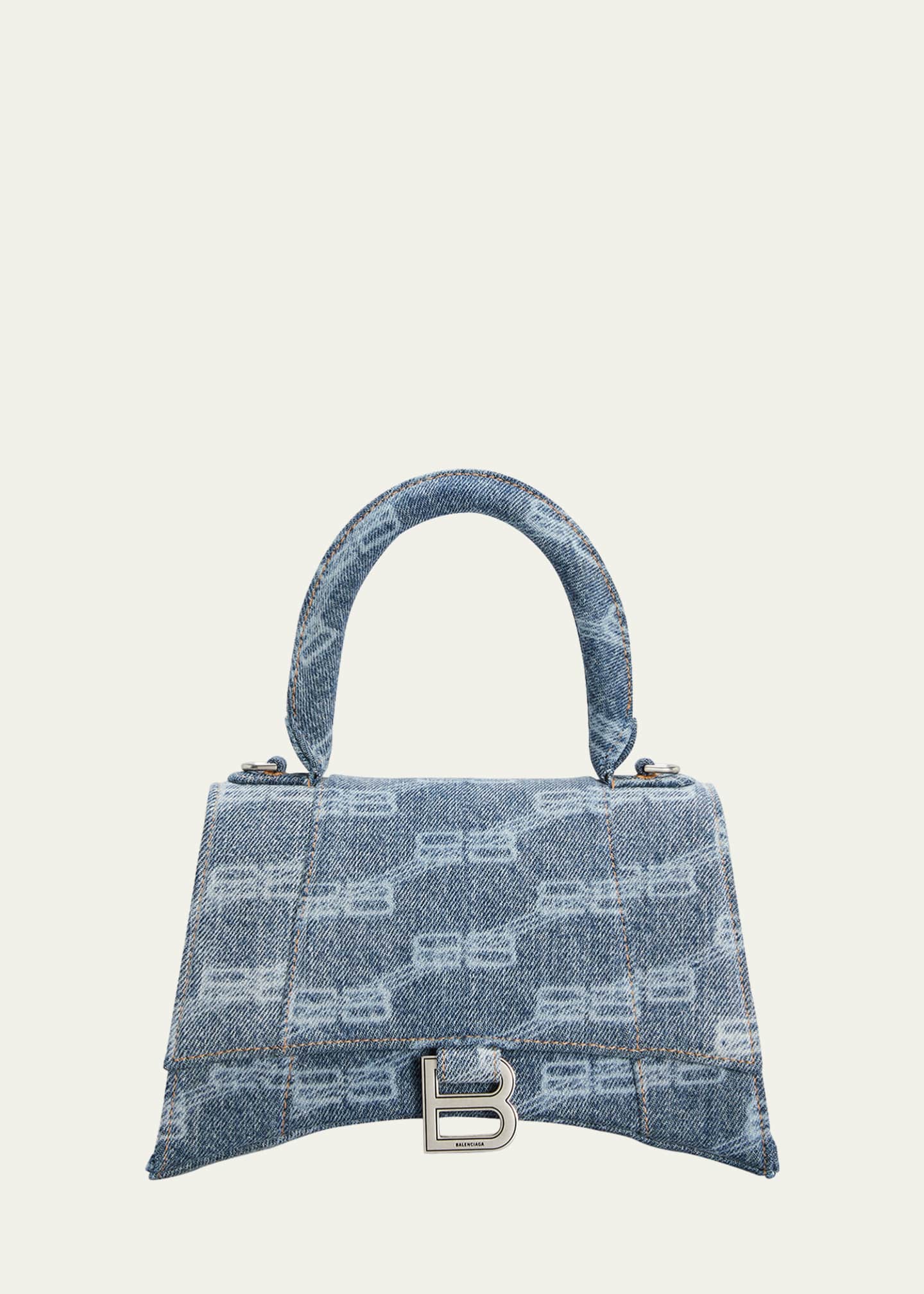 Balenciaga Hourglass Small Monogram Denim TopHandle Bag Bergdorf Goodman